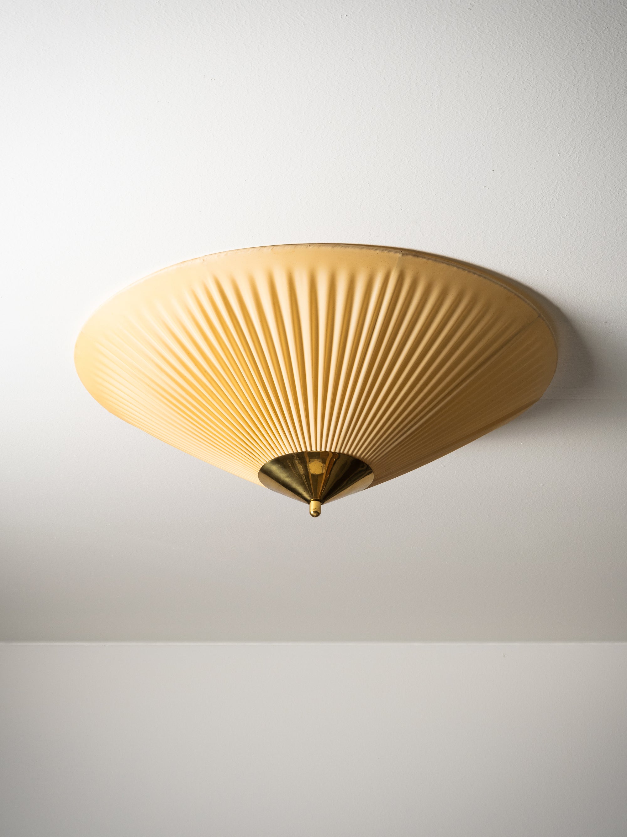 Brass and Synthetic Textile Flush Mount by Valinte, Finland, 1950s