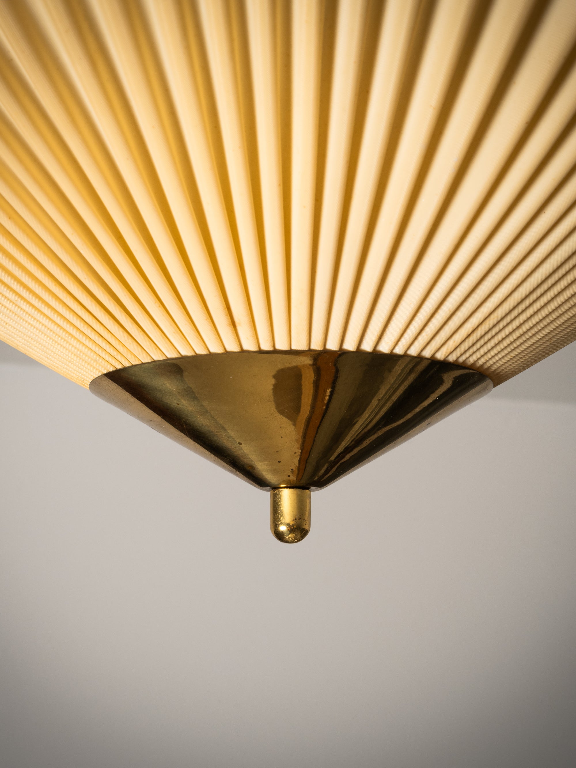 Brass and Synthetic Textile Flush Mount by Valinte, Finland, 1950s