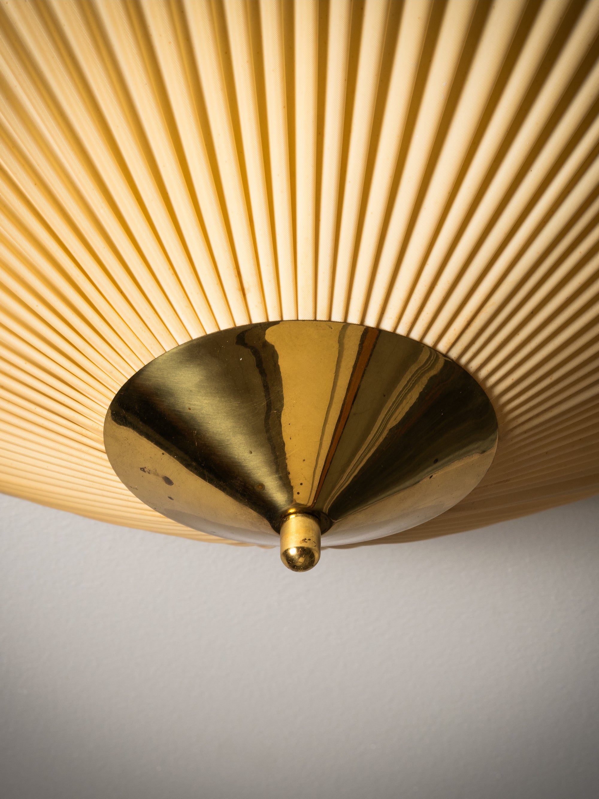 Brass and Synthetic Textile Flush Mount by Valinte, Finland, 1950s