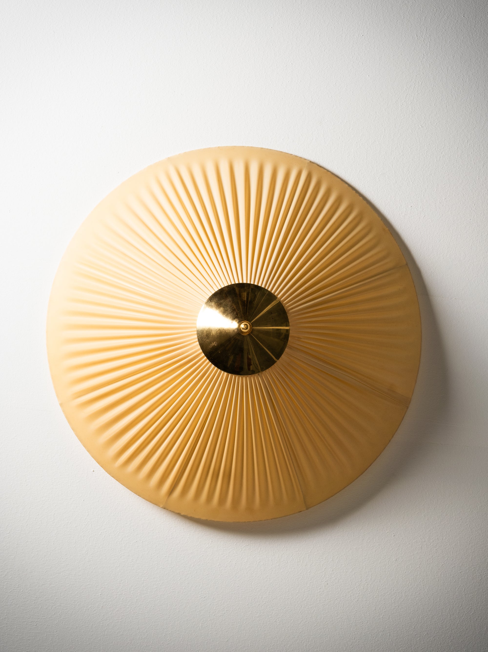 Brass and Synthetic Textile Flush Mount by Valinte, Finland, 1950s