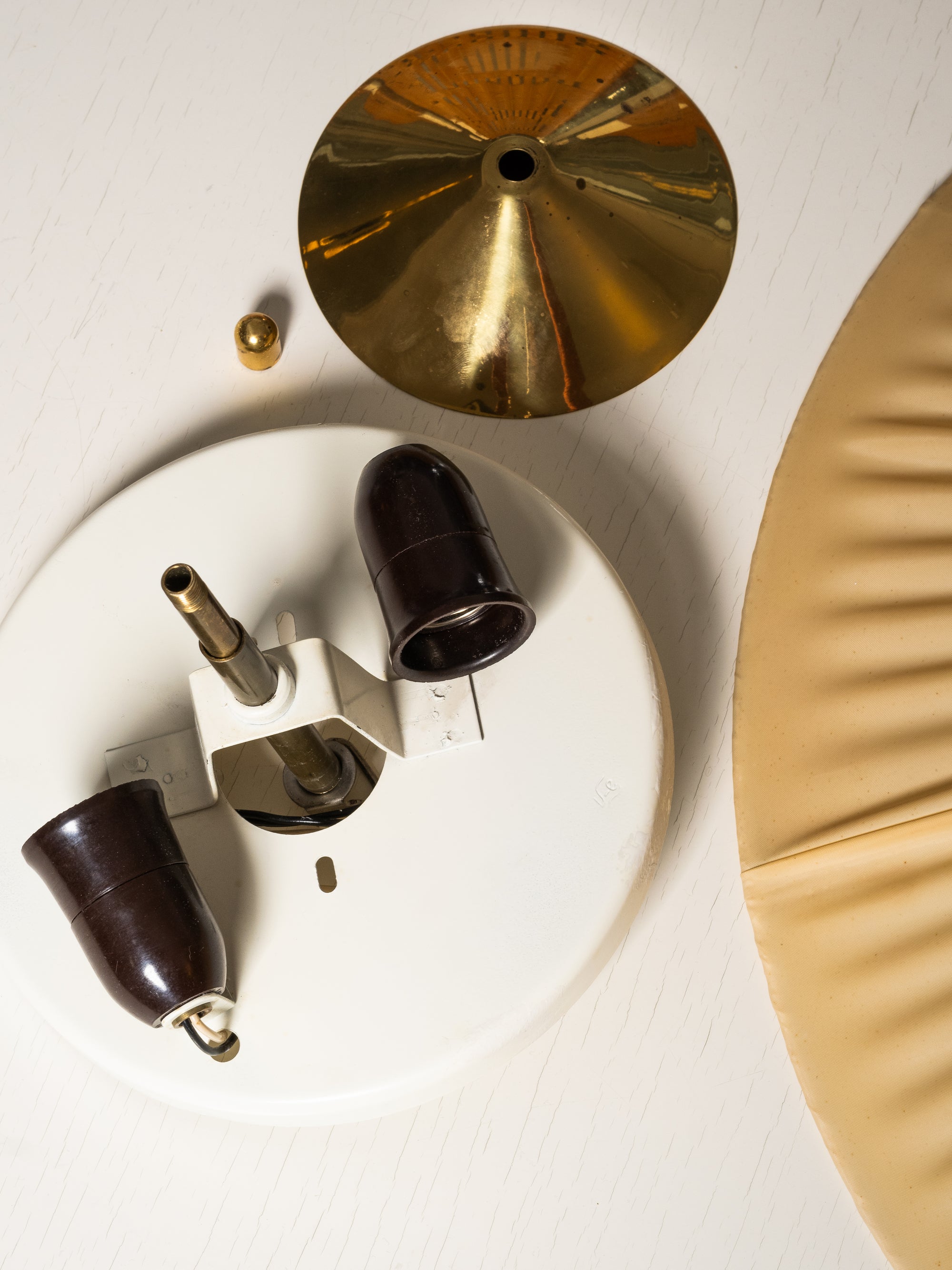 Brass and Synthetic Textile Flush Mount by Valinte, Finland, 1950s