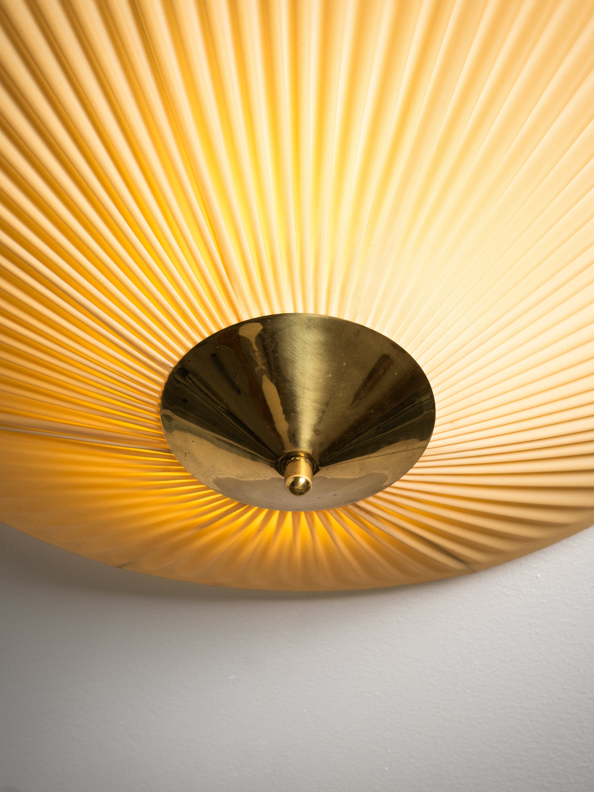 Brass and Synthetic Textile Flush Mount by Valinte, Finland, 1950s