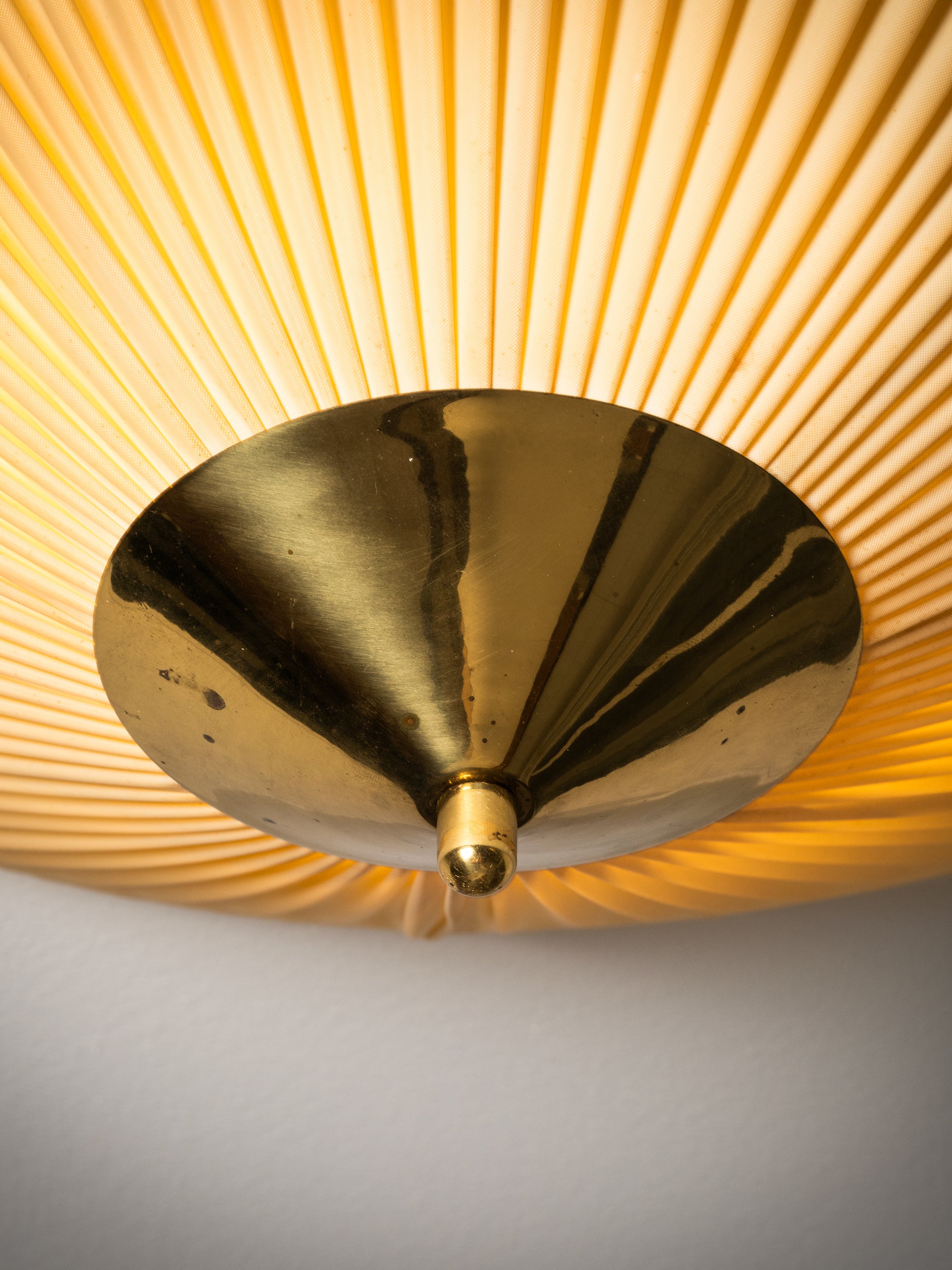 Brass and Synthetic Textile Flush Mount by Valinte, Finland, 1950s