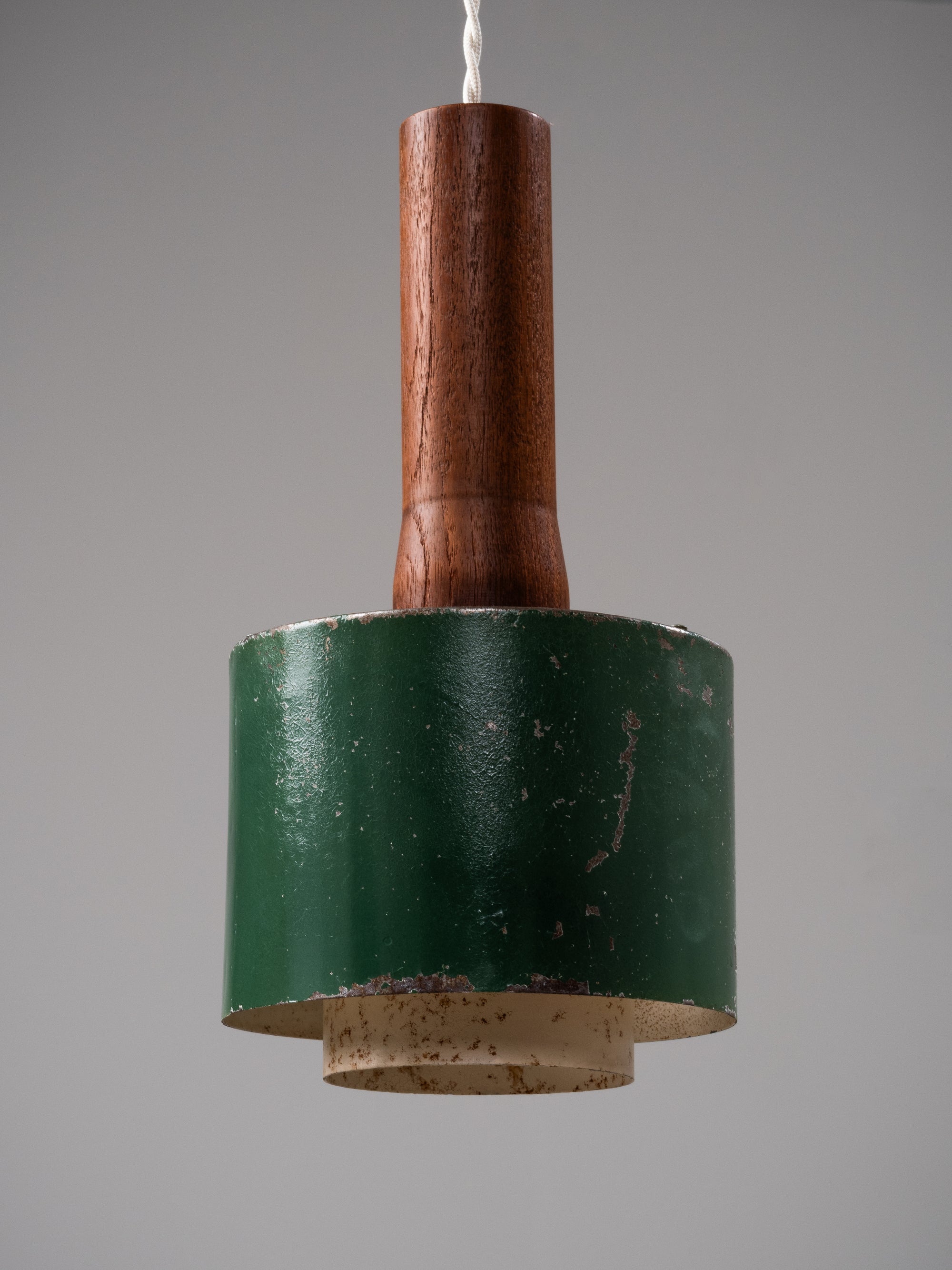 Painted Metal and Teak Pendant Light by Lyfa, Denmark, 1960s