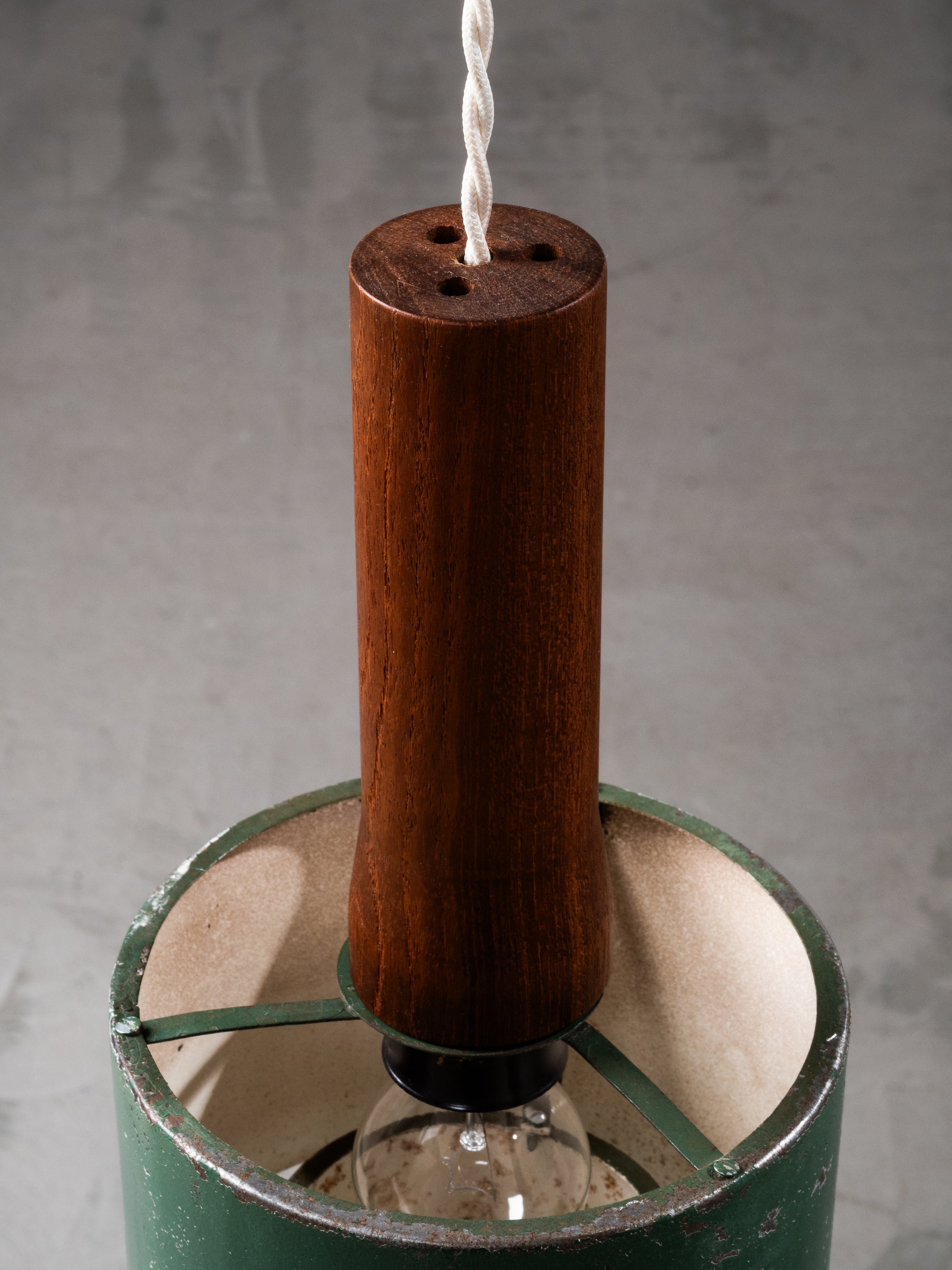 Painted Metal and Teak Pendant Light by Lyfa, Denmark, 1960s