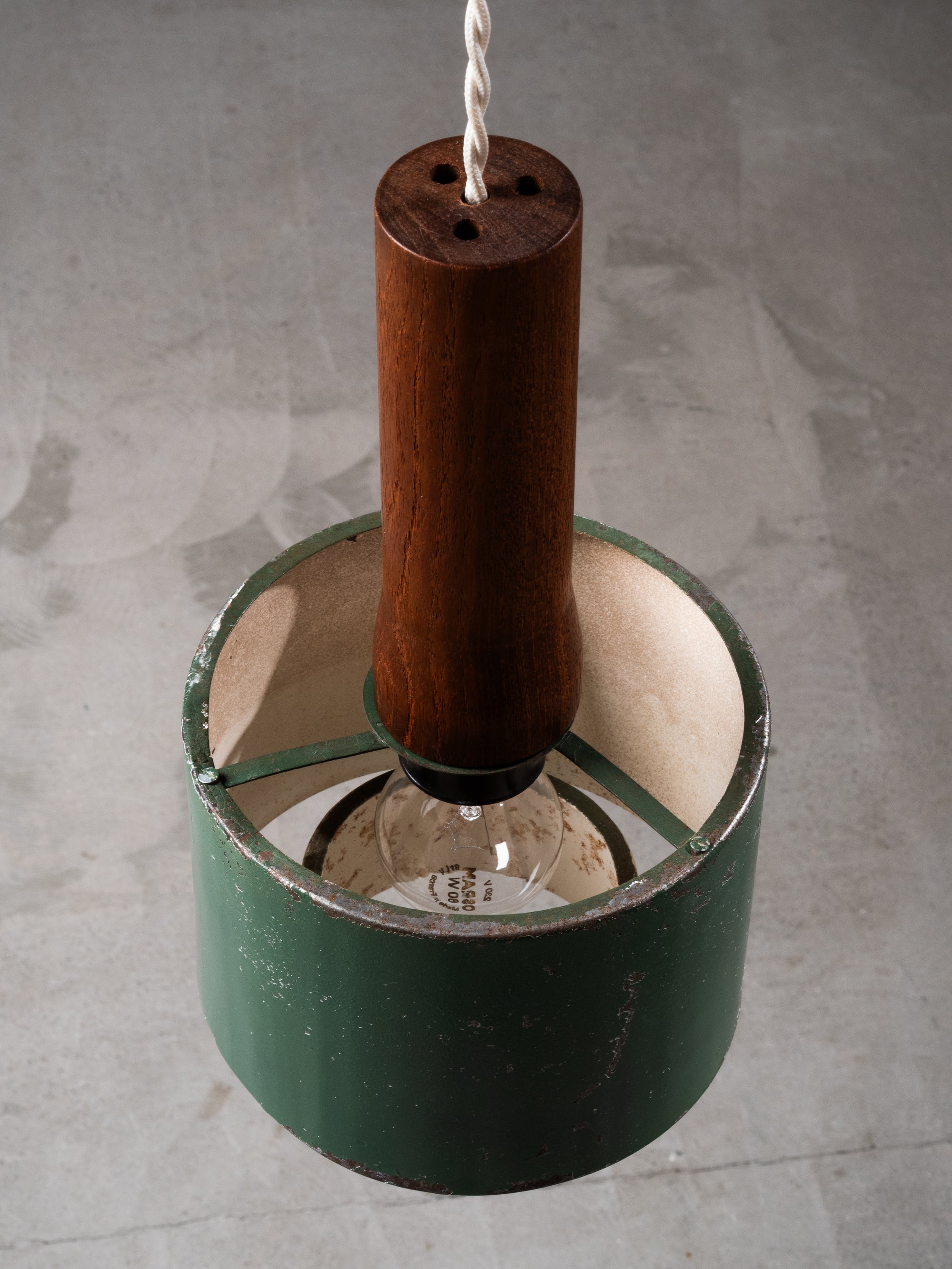 Painted Metal and Teak Pendant Light by Lyfa, Denmark, 1960s