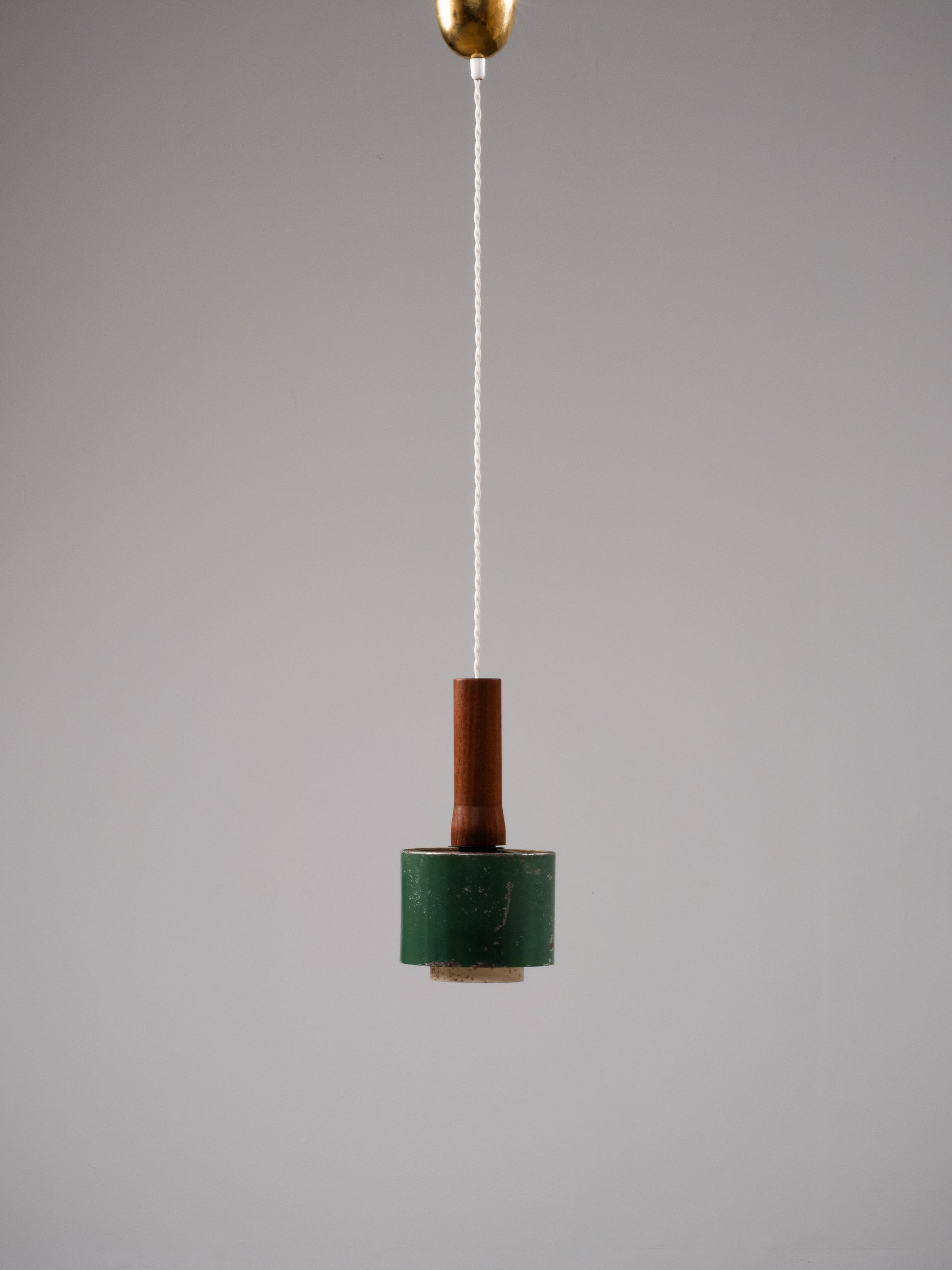 Painted Metal and Teak Pendant Light by Lyfa, Denmark, 1960s
