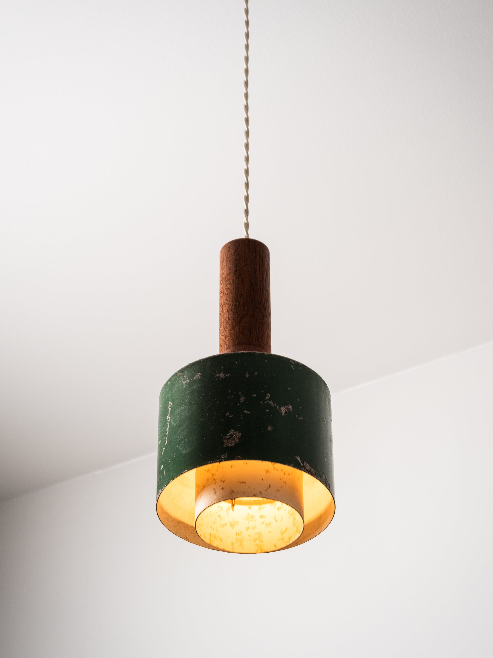 Painted Metal and Teak Pendant Light by Lyfa, Denmark, 1960s