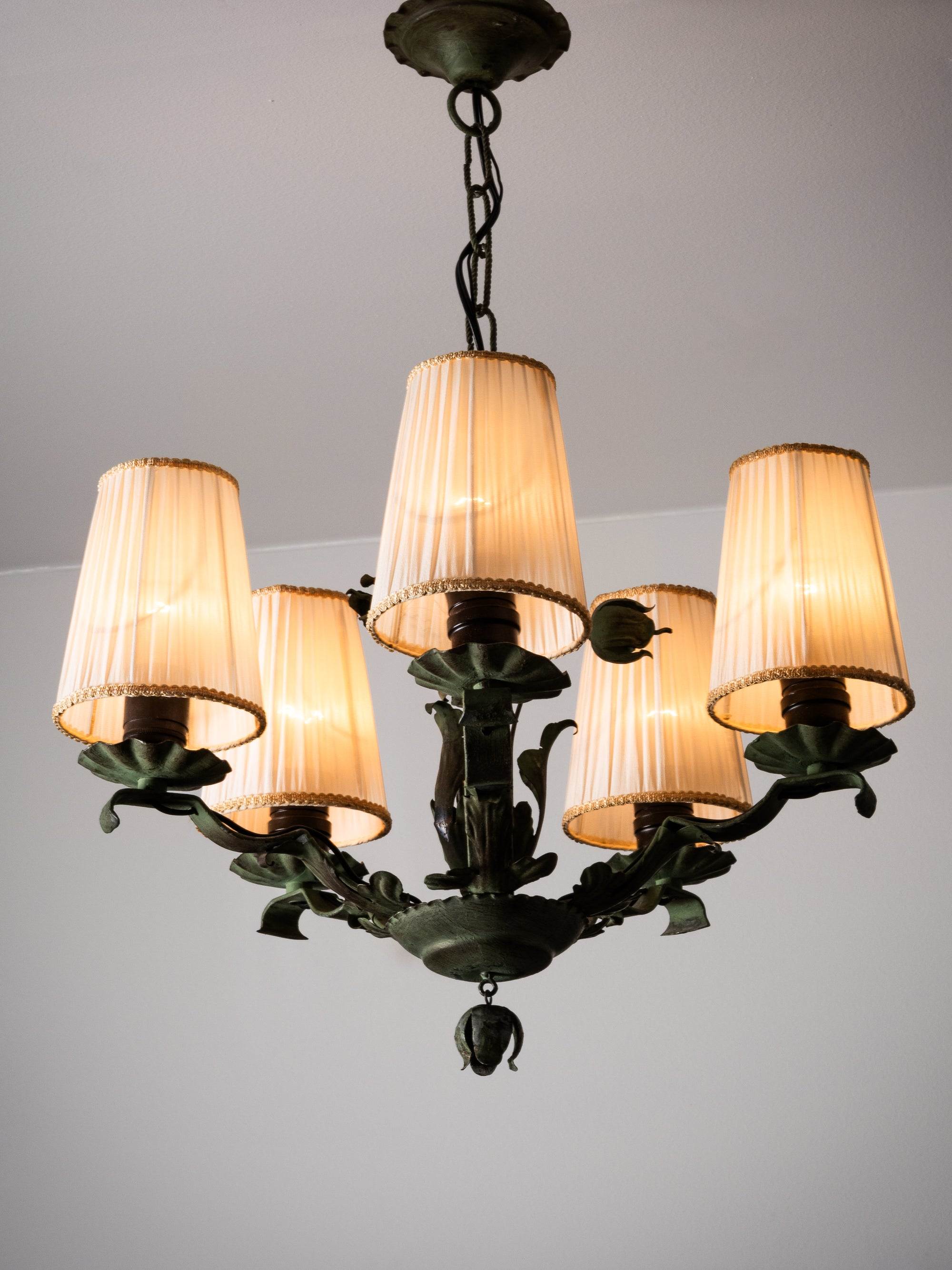 Five-Arm Wrought Iron Chandelier by Taidetakomo Hakkarainen, Finland, 1930s