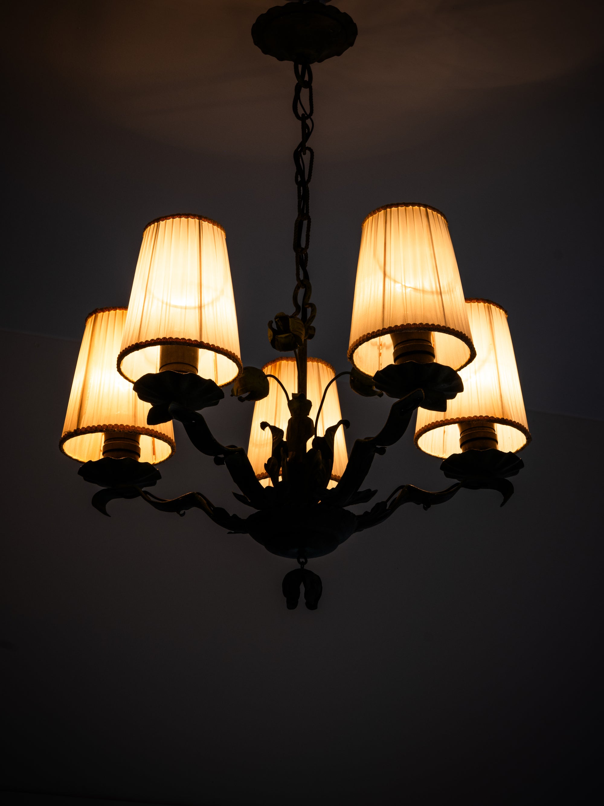 Five-Arm Wrought Iron Chandelier by Taidetakomo Hakkarainen, Finland, 1930s
