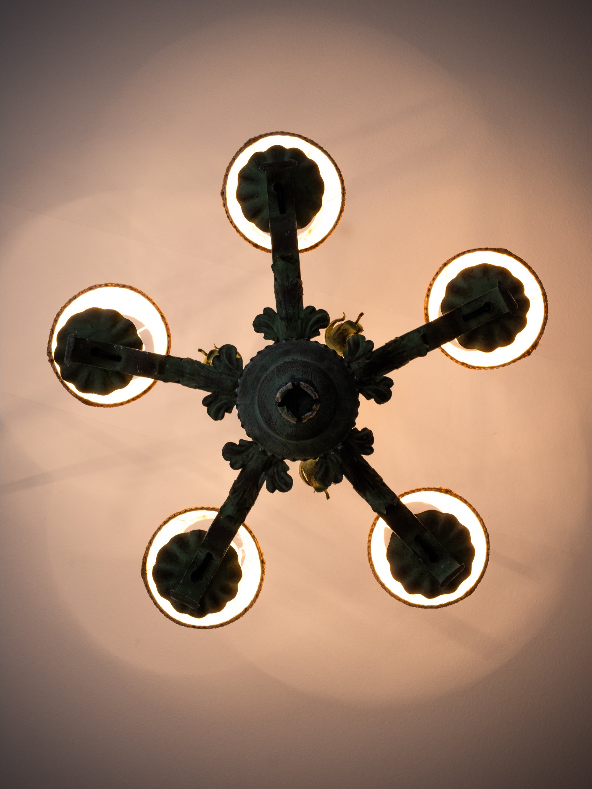 Five-Arm Wrought Iron Chandelier by Taidetakomo Hakkarainen, Finland, 1930s