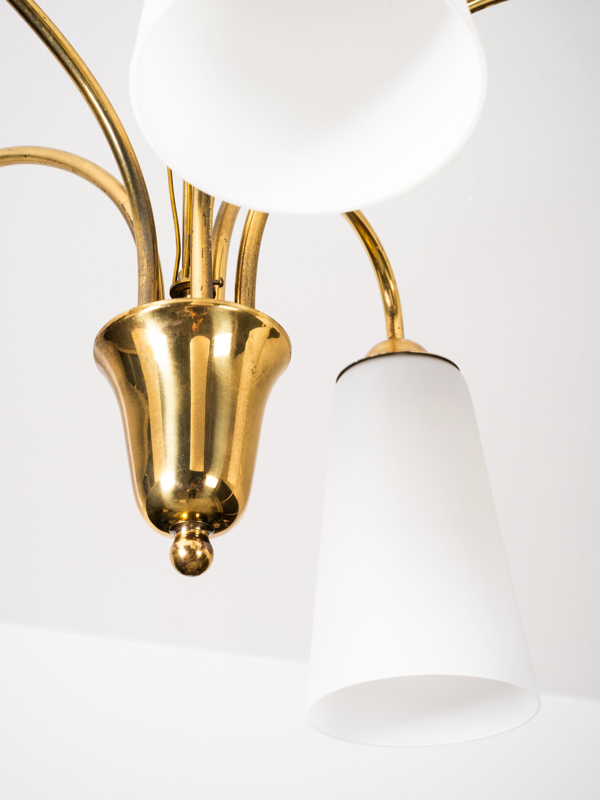 Five-Arm Brass and Glass Chandelier Model 101/5 by Itsu, Finland, 1950s