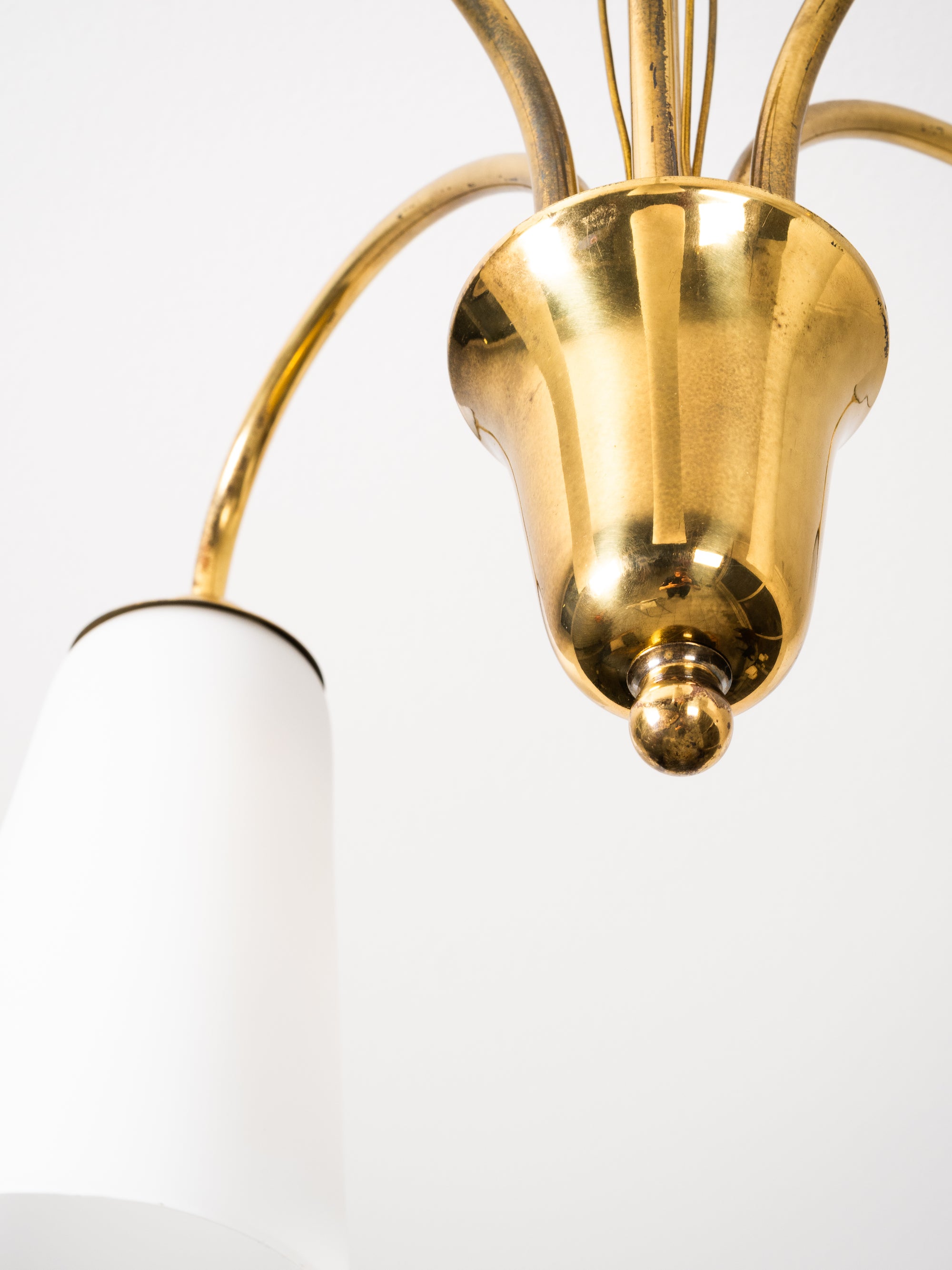 Five-Arm Brass and Glass Chandelier Model 101/5 by Itsu, Finland, 1950s