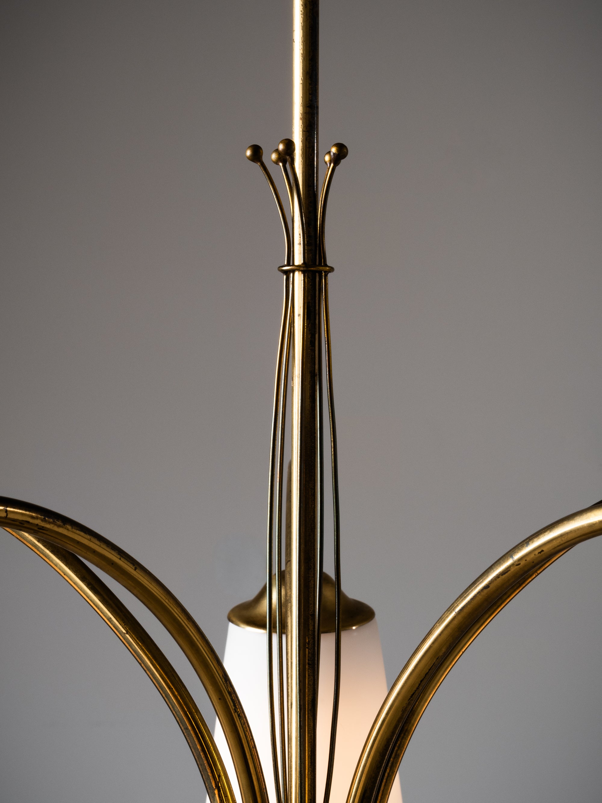 Five-Arm Brass and Glass Chandelier Model 101/5 by Itsu, Finland, 1950s