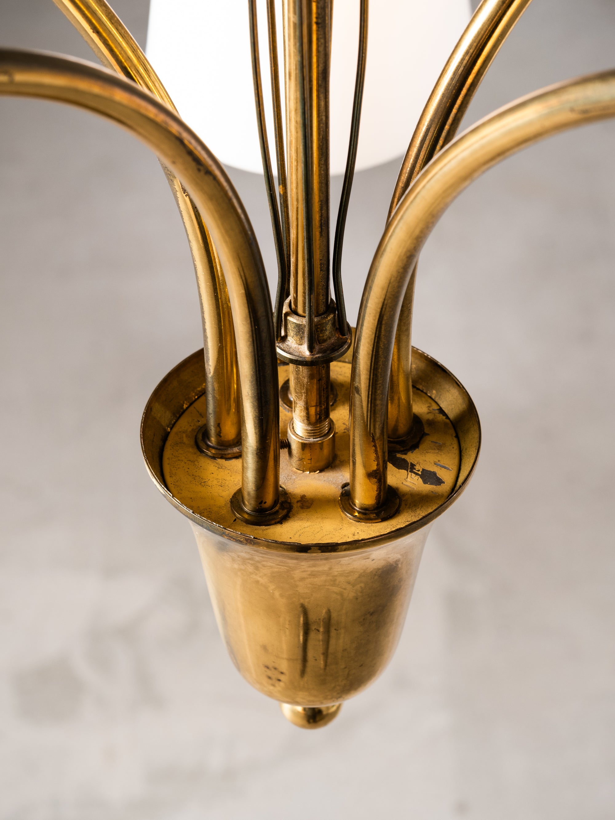 Five-Arm Brass and Glass Chandelier Model 101/5 by Itsu, Finland, 1950s