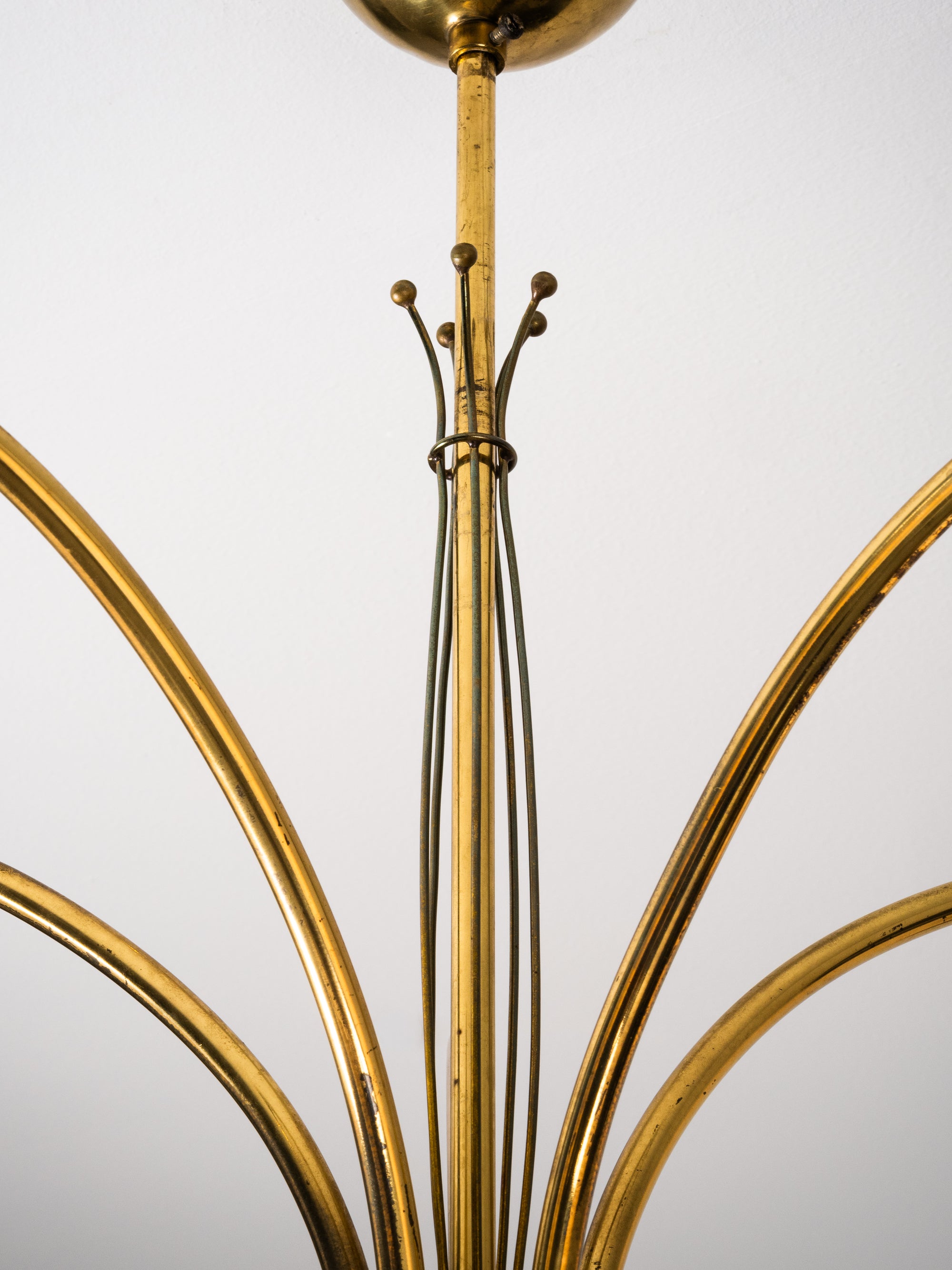 Five-Arm Brass and Glass Chandelier Model 101/5 by Itsu, Finland, 1950s