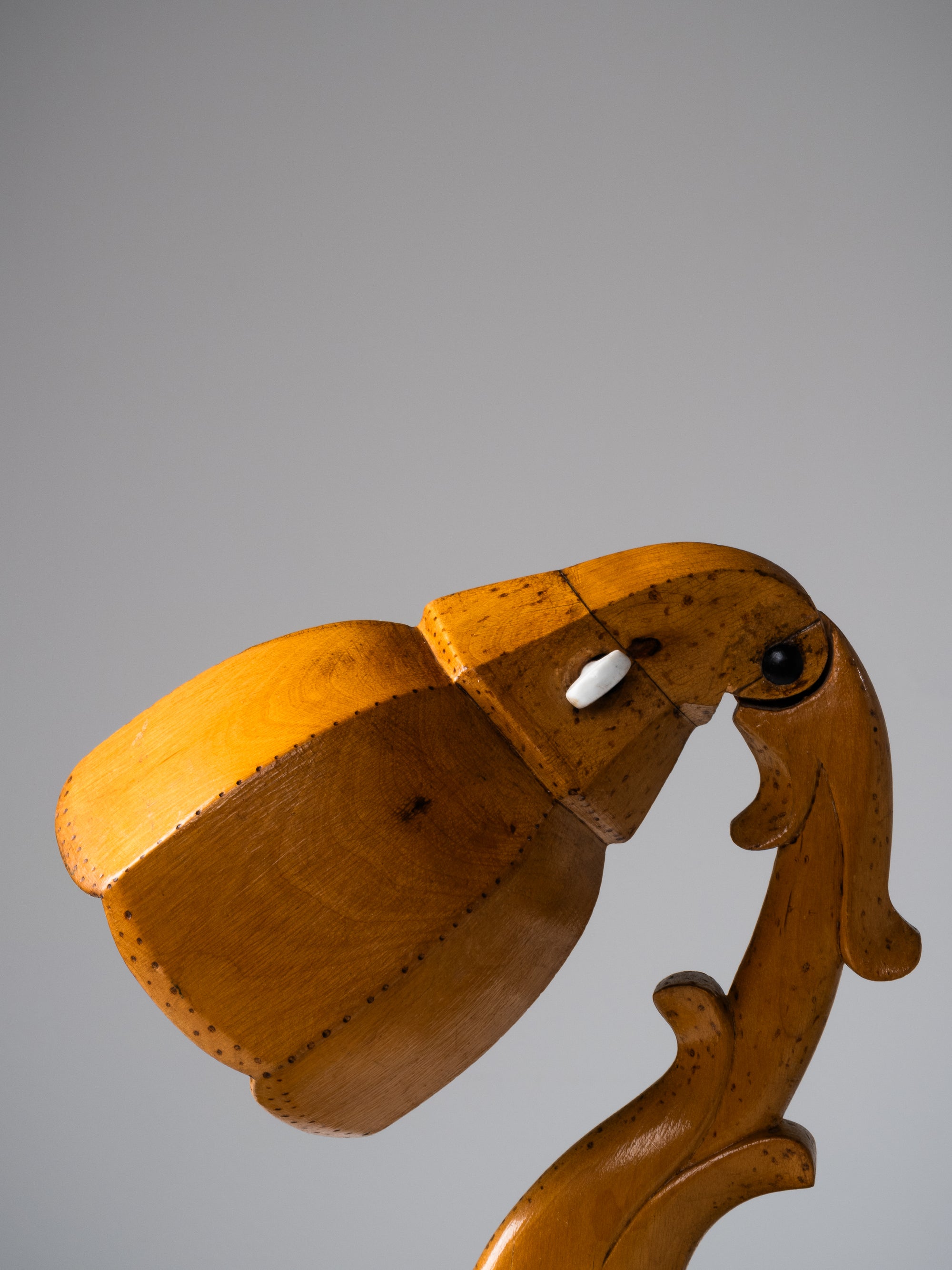 Hand-Carved Wooden Table Lamp, Wartime Craft, 1940s
