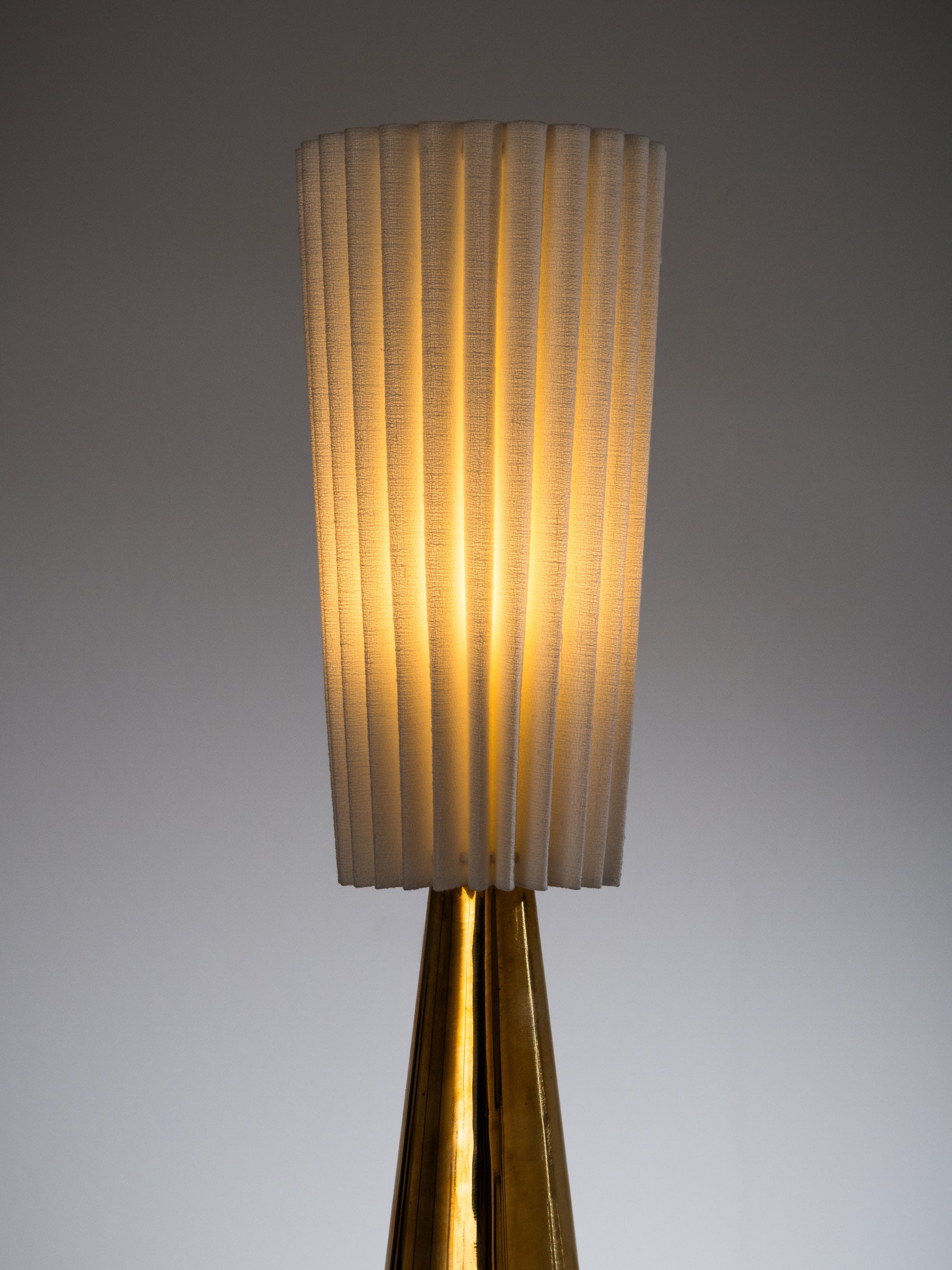 Mid-Century Brass Table Lamp with Pleated Shade, Finland