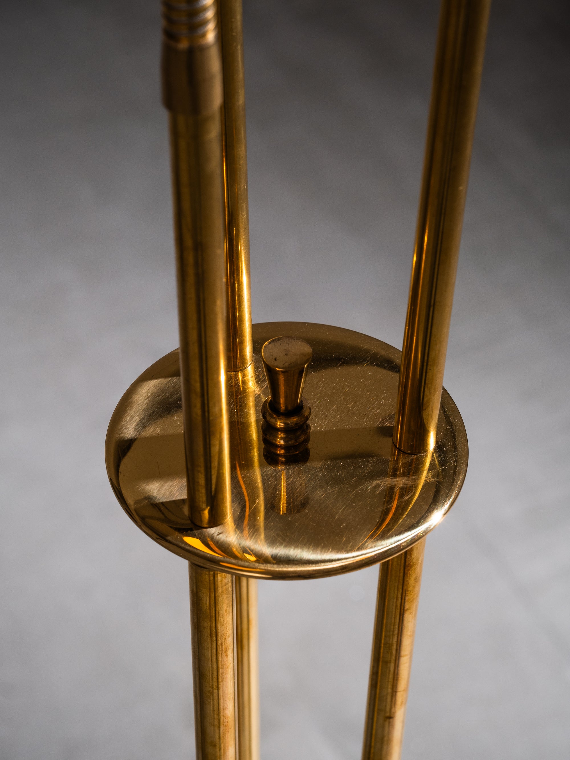 Finnish Mid-Century Three Arm Brass &amp; Opaline Glass Floor Lamp
