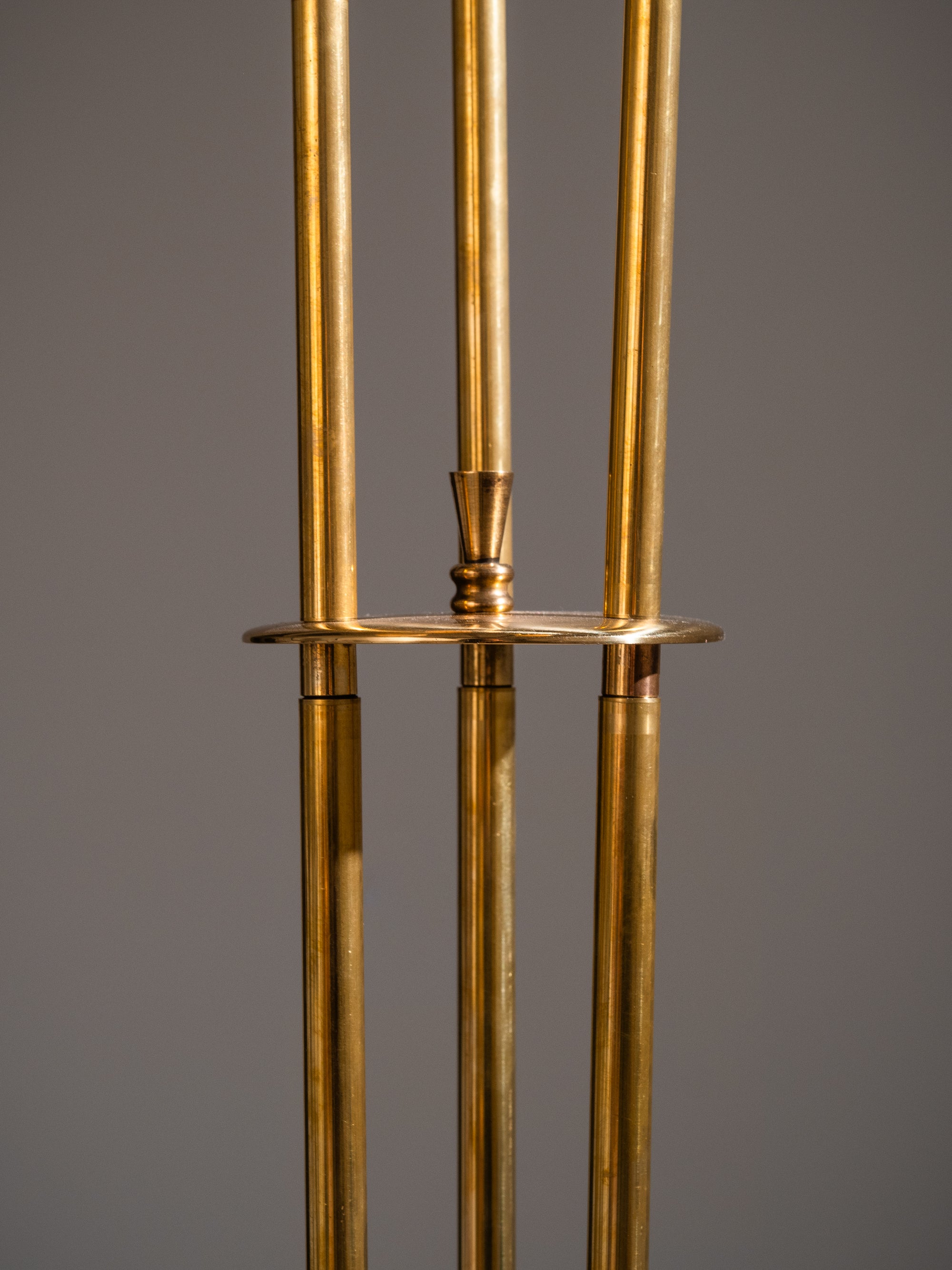 Finnish Mid-Century Three Arm Brass &amp; Opaline Glass Floor Lamp