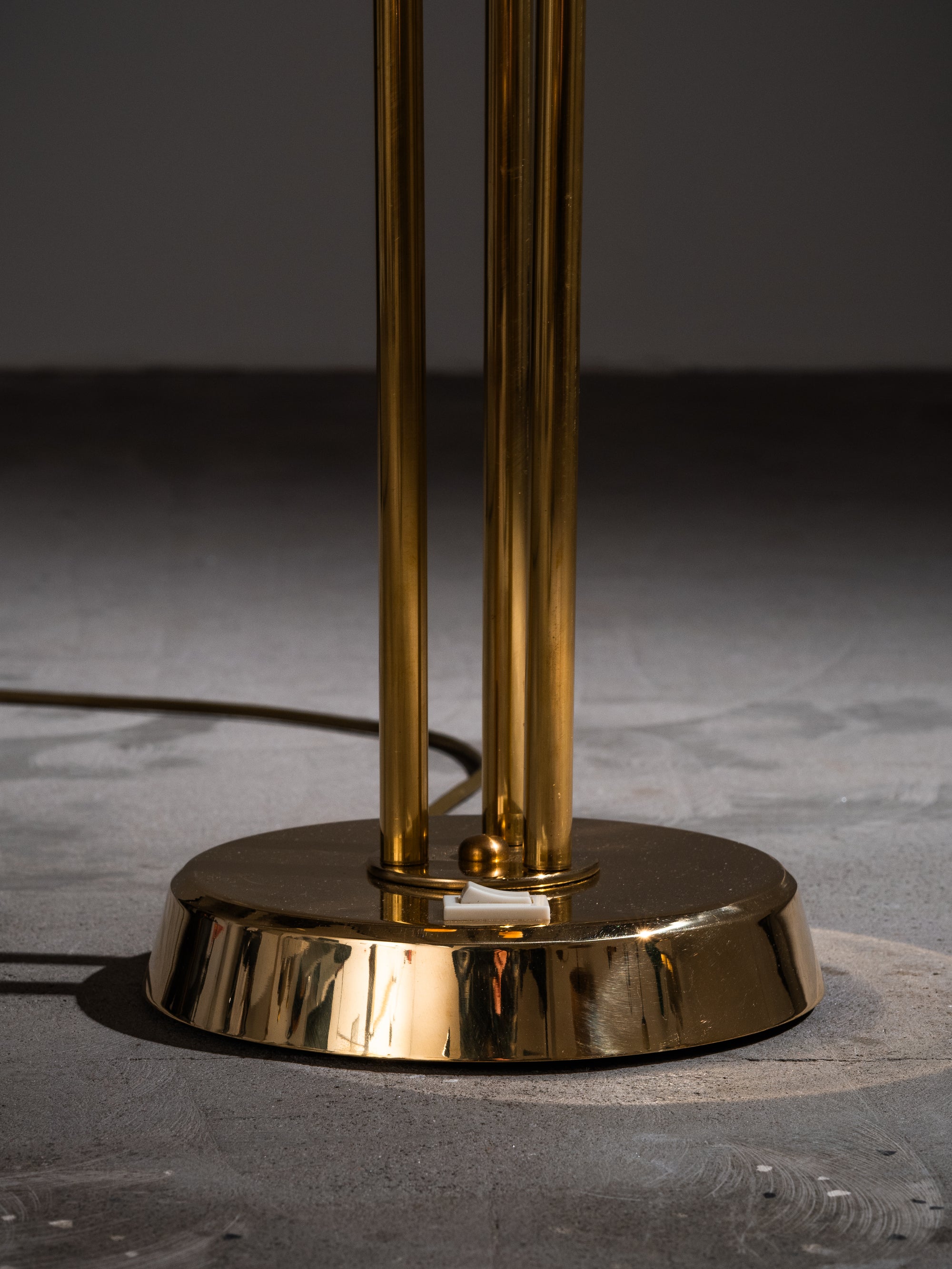 Finnish Mid-Century Three Arm Brass &amp; Opaline Glass Floor Lamp