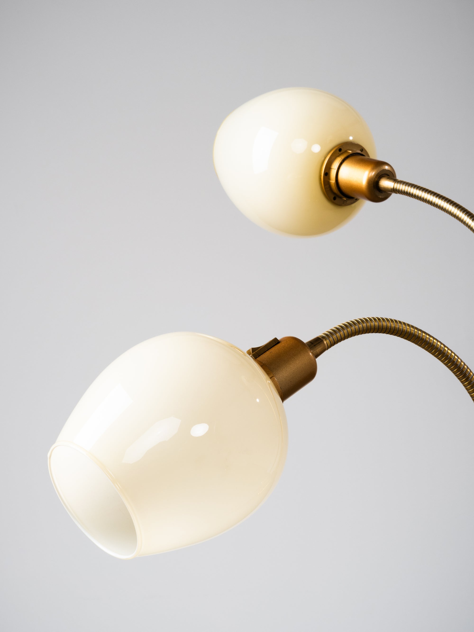 Finnish Mid-Century Three Arm Brass &amp; Opaline Glass Floor Lamp