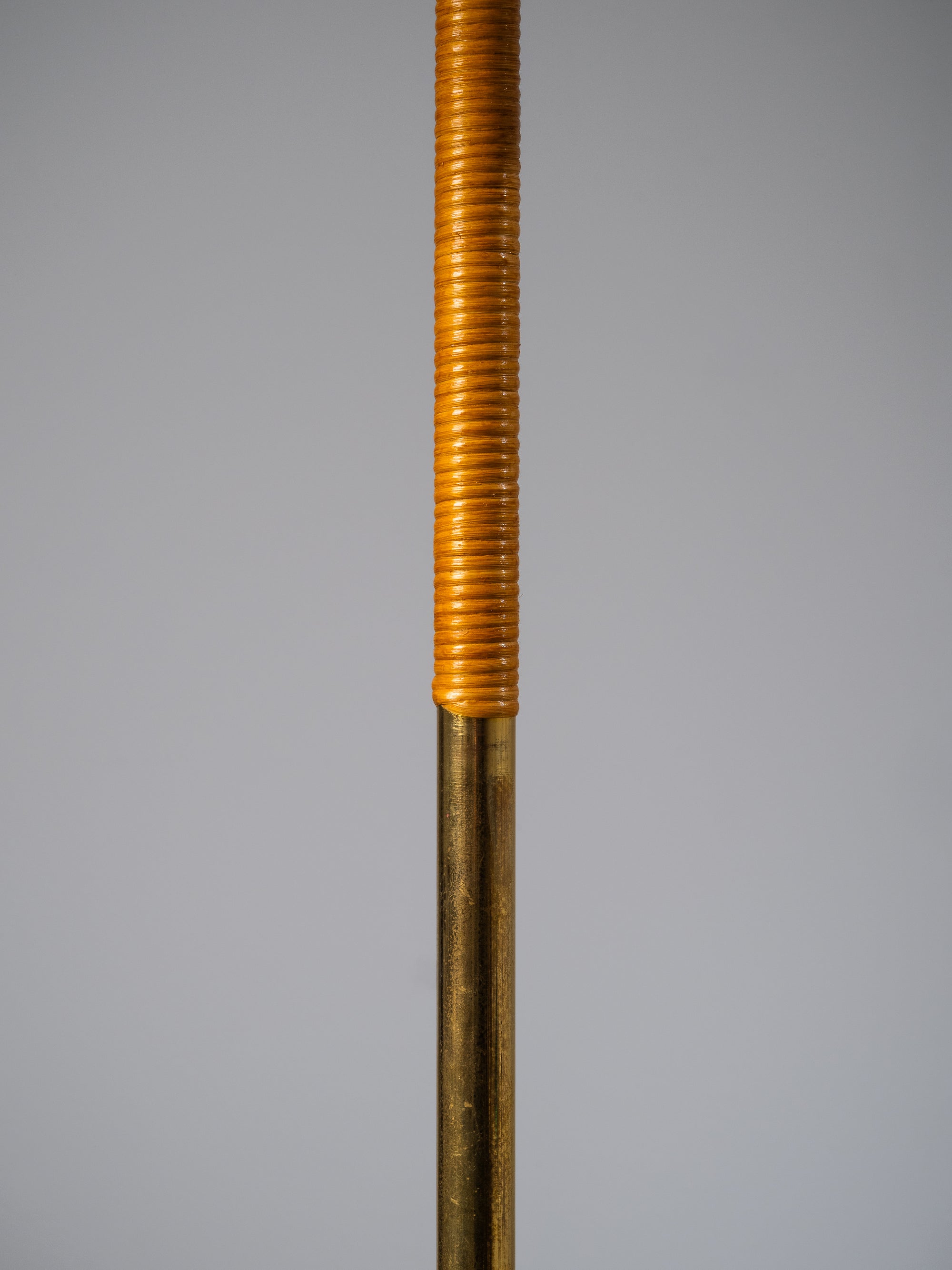 Scandinavian Mid-Century Brass &amp; Rattan Floor Lamp, 1950s