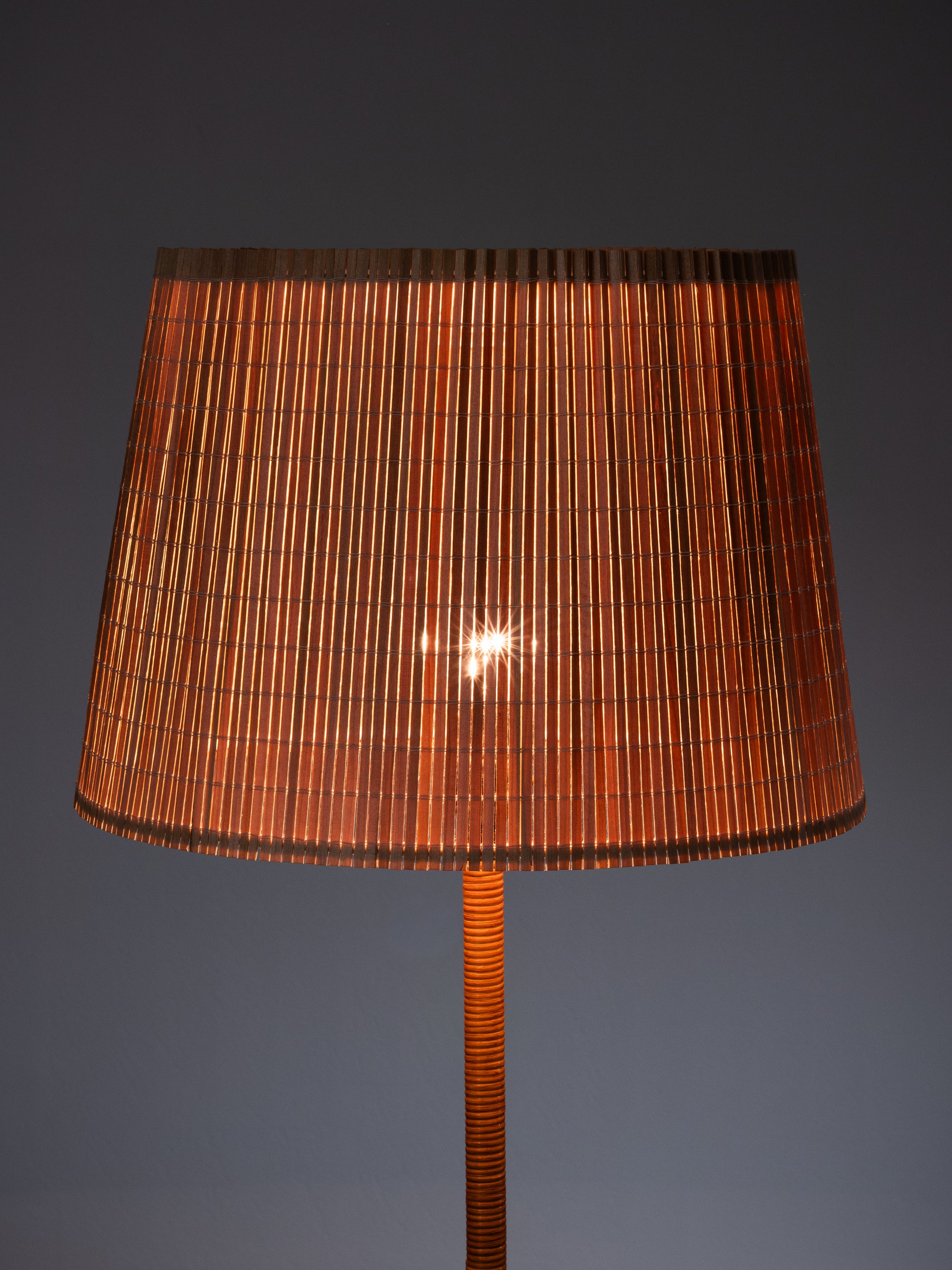 Scandinavian Mid-Century Brass &amp; Rattan Floor Lamp, 1950s