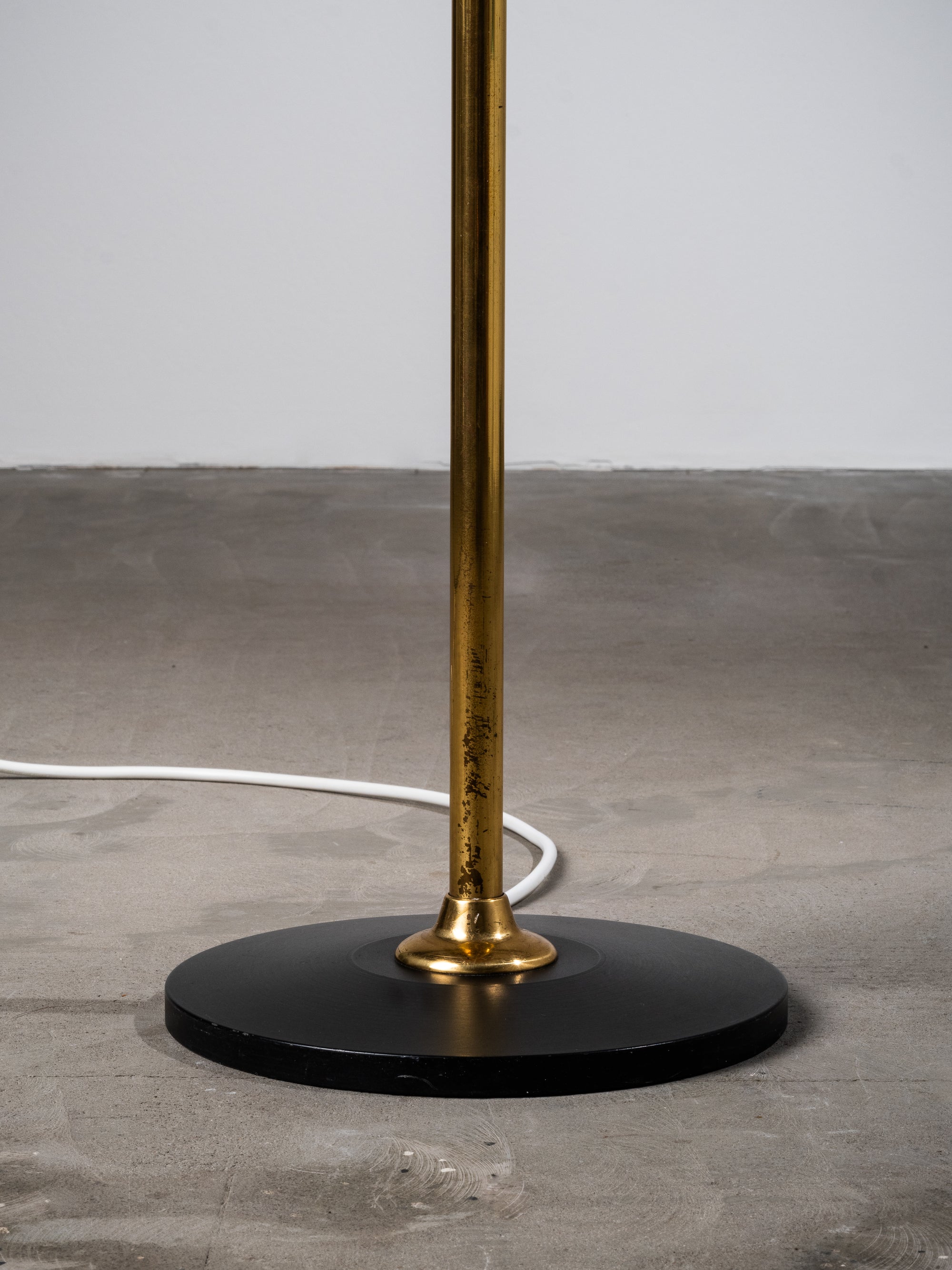 Scandinavian Mid-Century Brass &amp; Rattan Floor Lamp, 1950s