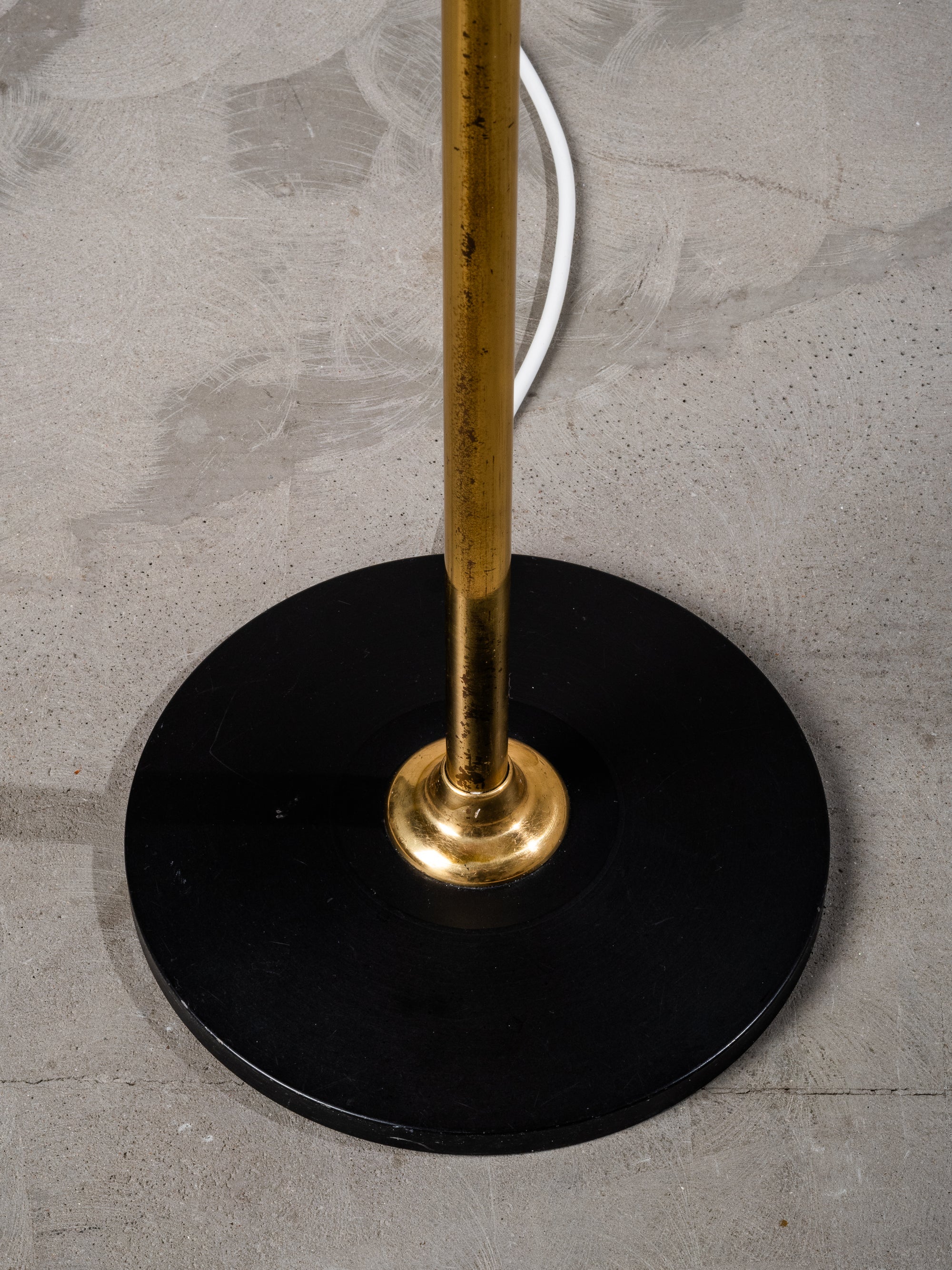 Scandinavian Mid-Century Brass &amp; Rattan Floor Lamp, 1950s