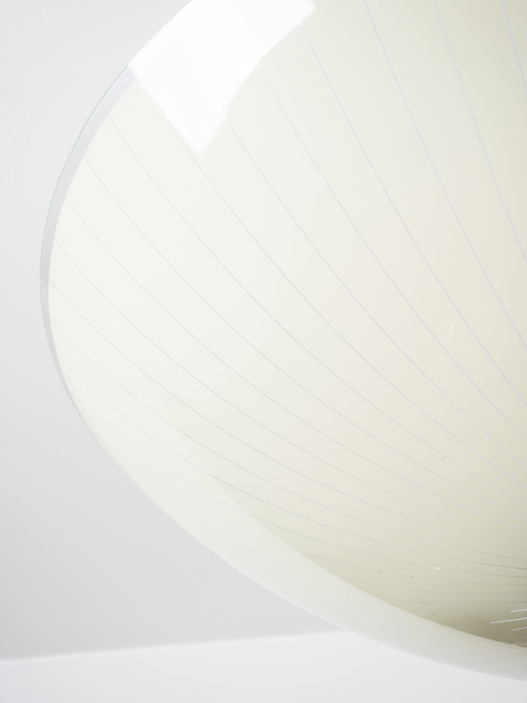 Mid-Century Ceiling Lamp in Brass &amp; Striped Glass by Lasipaino, Finland, 1950s