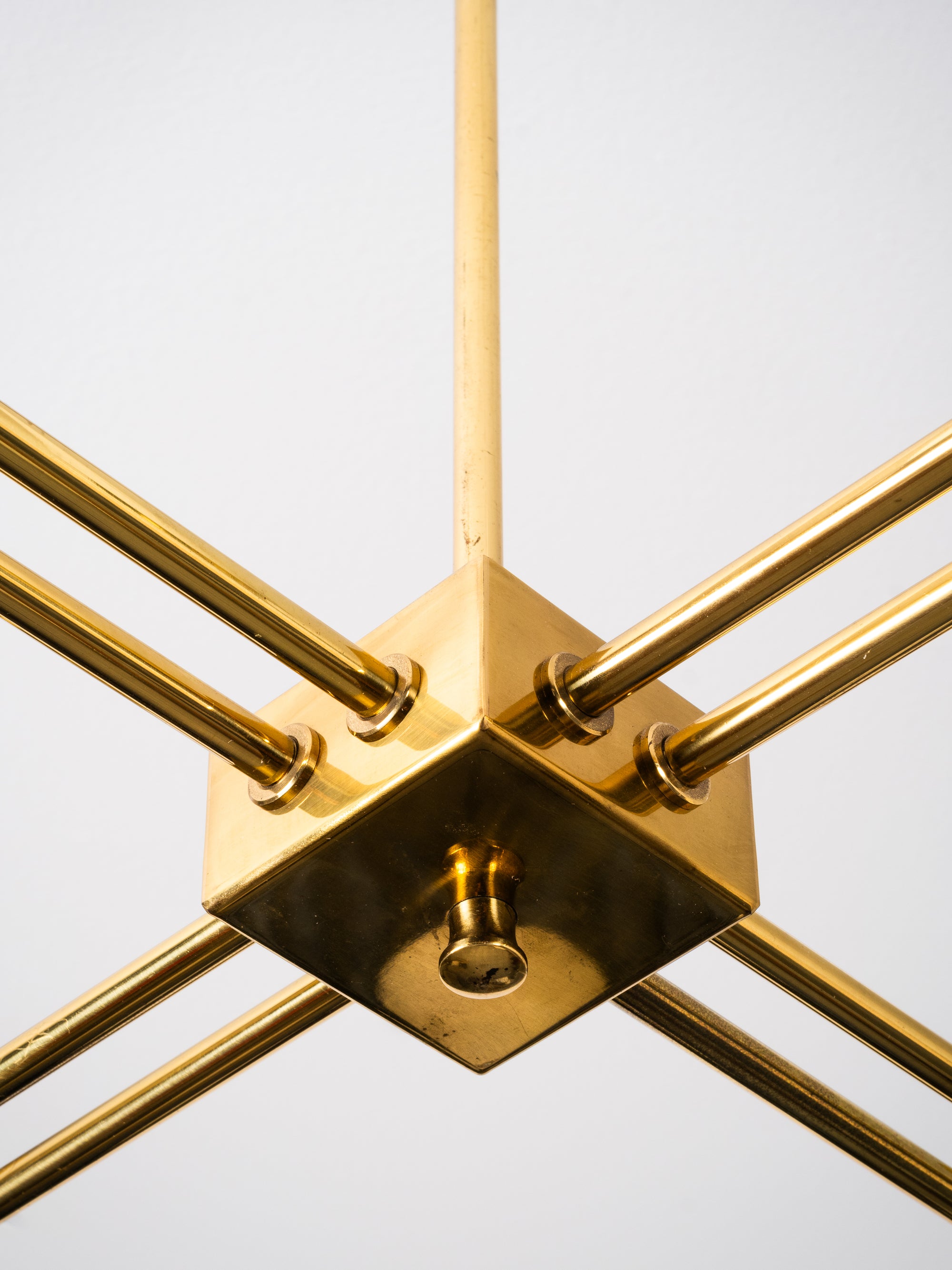 Brass &amp; Glass Chandelier Model ER 174 by Itsu, Finland, 1950s