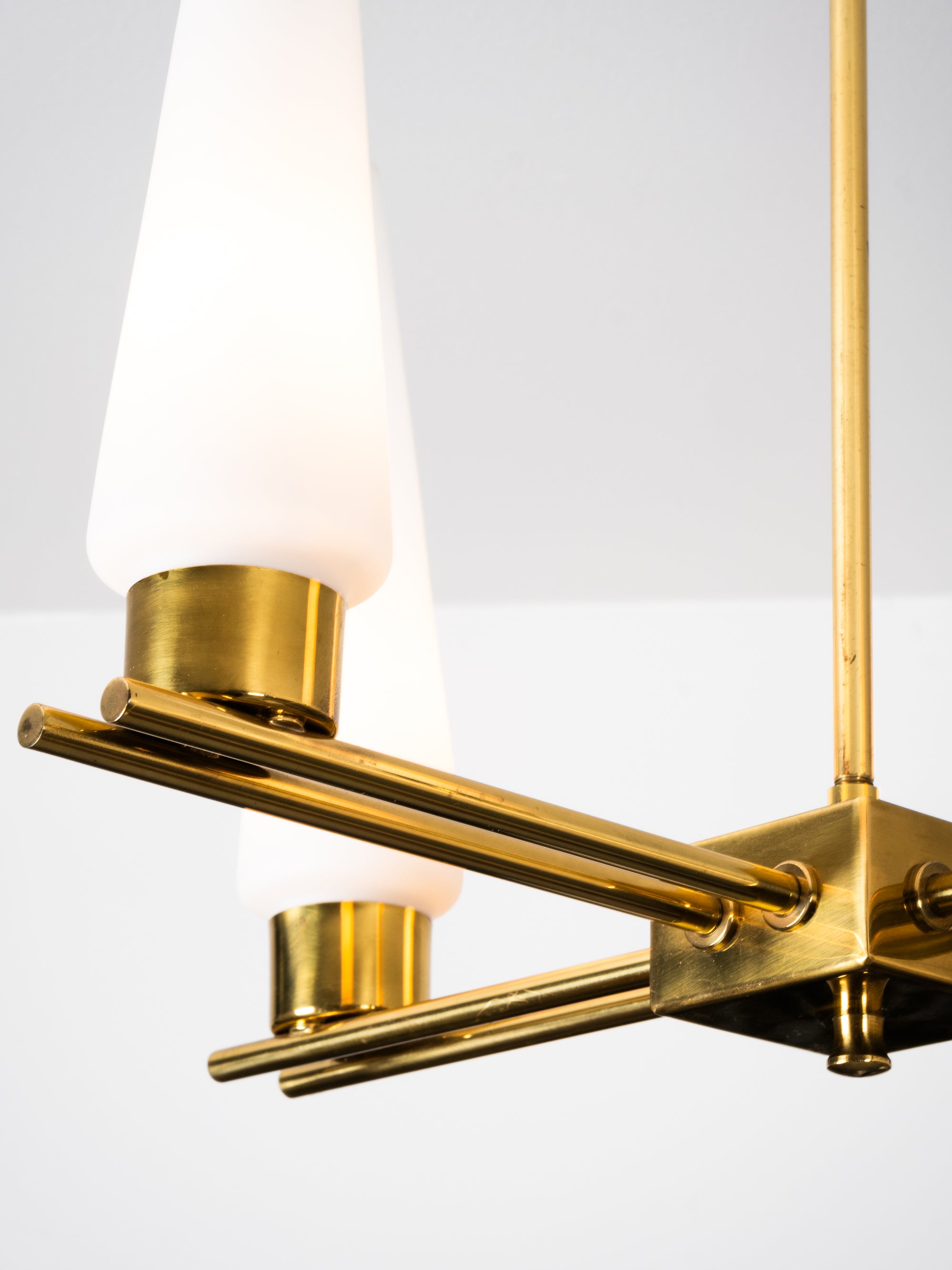 Brass &amp; Glass Chandelier Model ER 174 by Itsu, Finland, 1950s