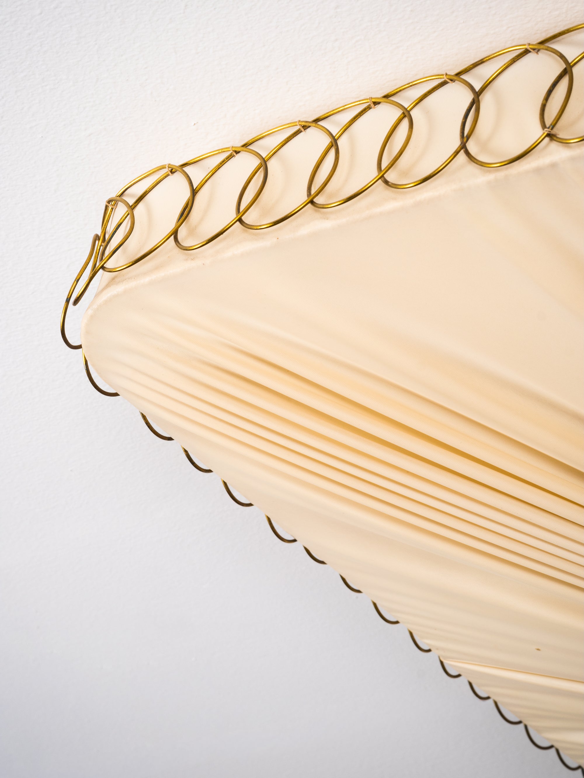 Model K5-11 Brass &amp; Synthetic Textile Flush Mount by Idman Oy, Finland, 1950s