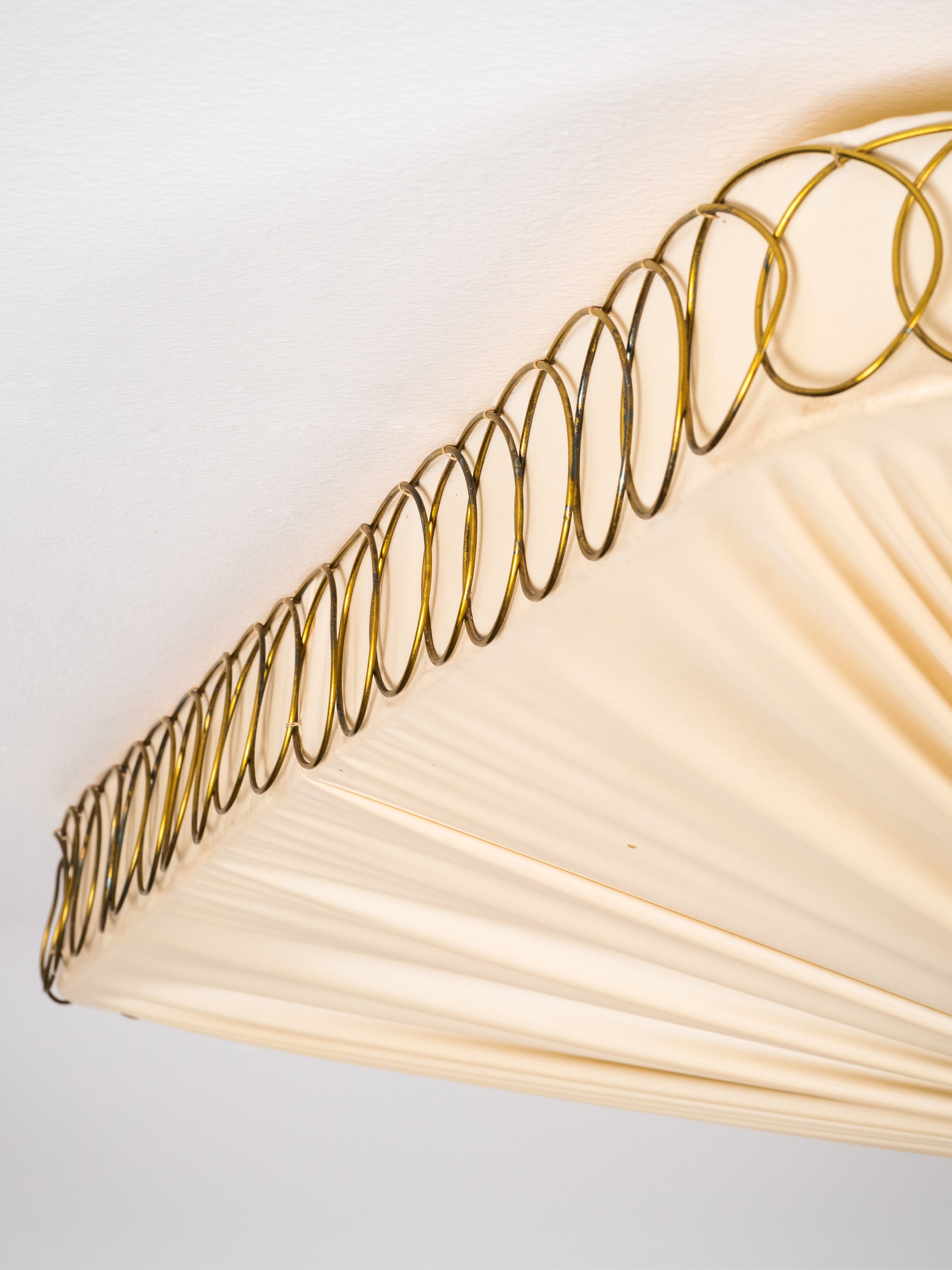 Model K5-11 Brass &amp; Synthetic Textile Flush Mount by Idman Oy, Finland, 1950s