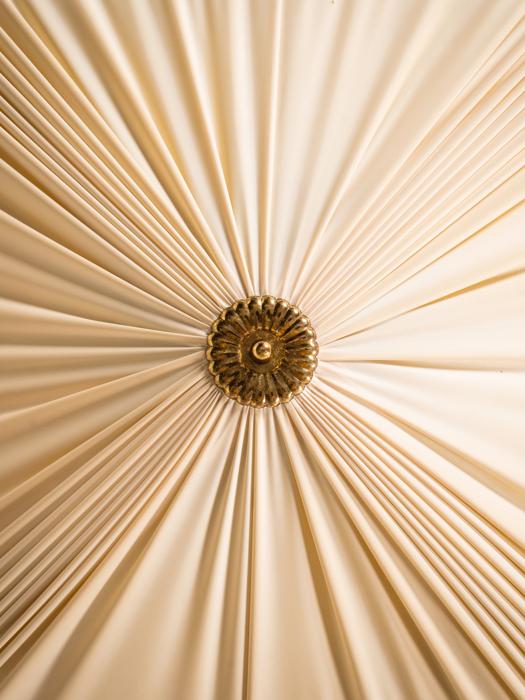 Model K5-11 Brass &amp; Synthetic Textile Flush Mount by Idman Oy, Finland, 1950s