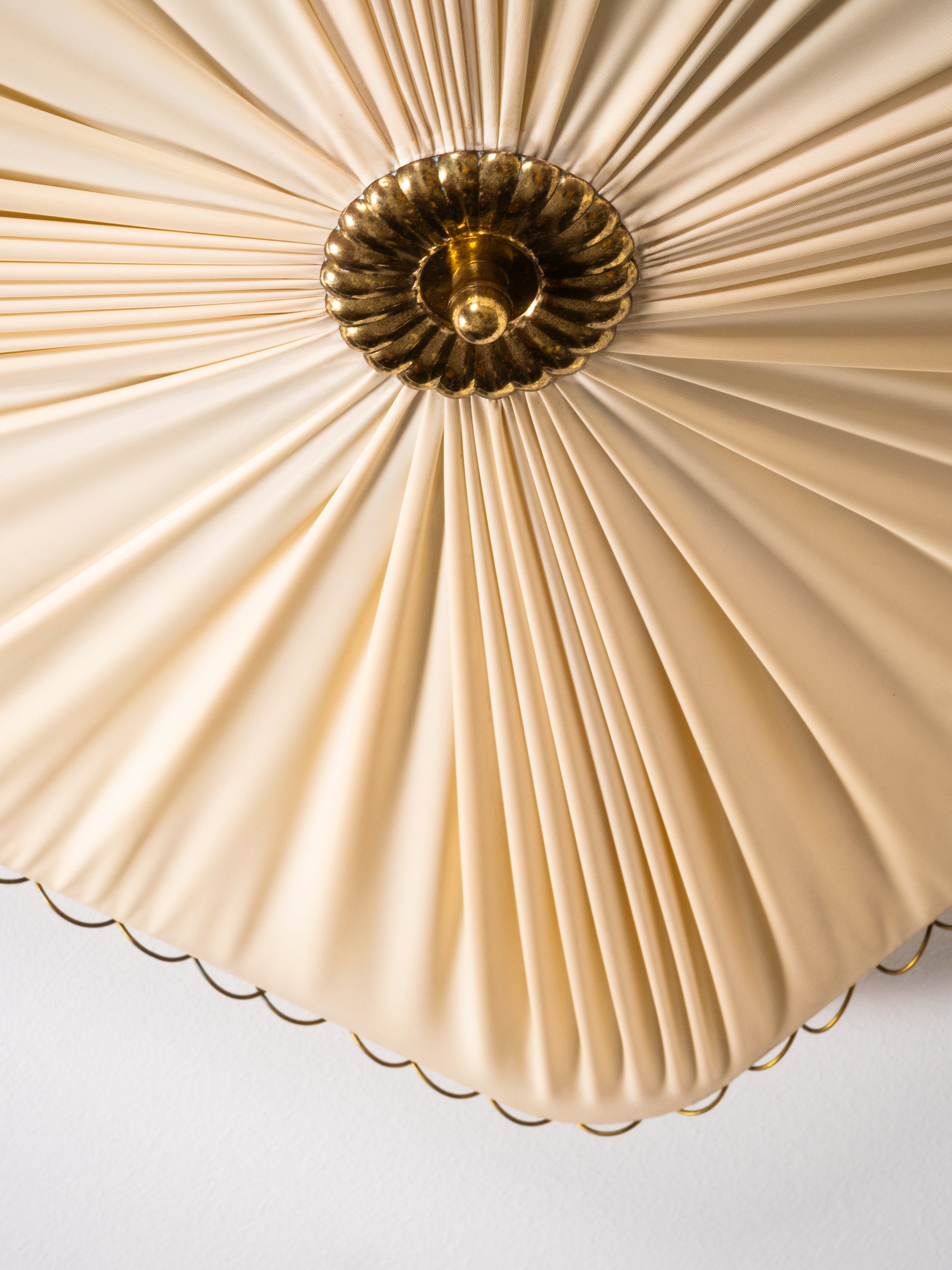 Model K5-11 Brass &amp; Synthetic Textile Flush Mount by Idman Oy, Finland, 1950s