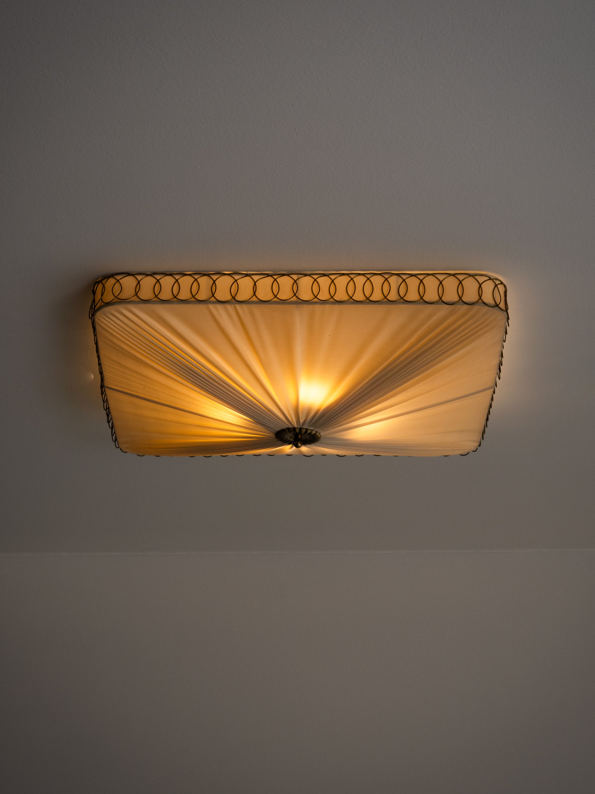 Model K5-11 Brass &amp; Synthetic Textile Flush Mount by Idman Oy, Finland, 1950s