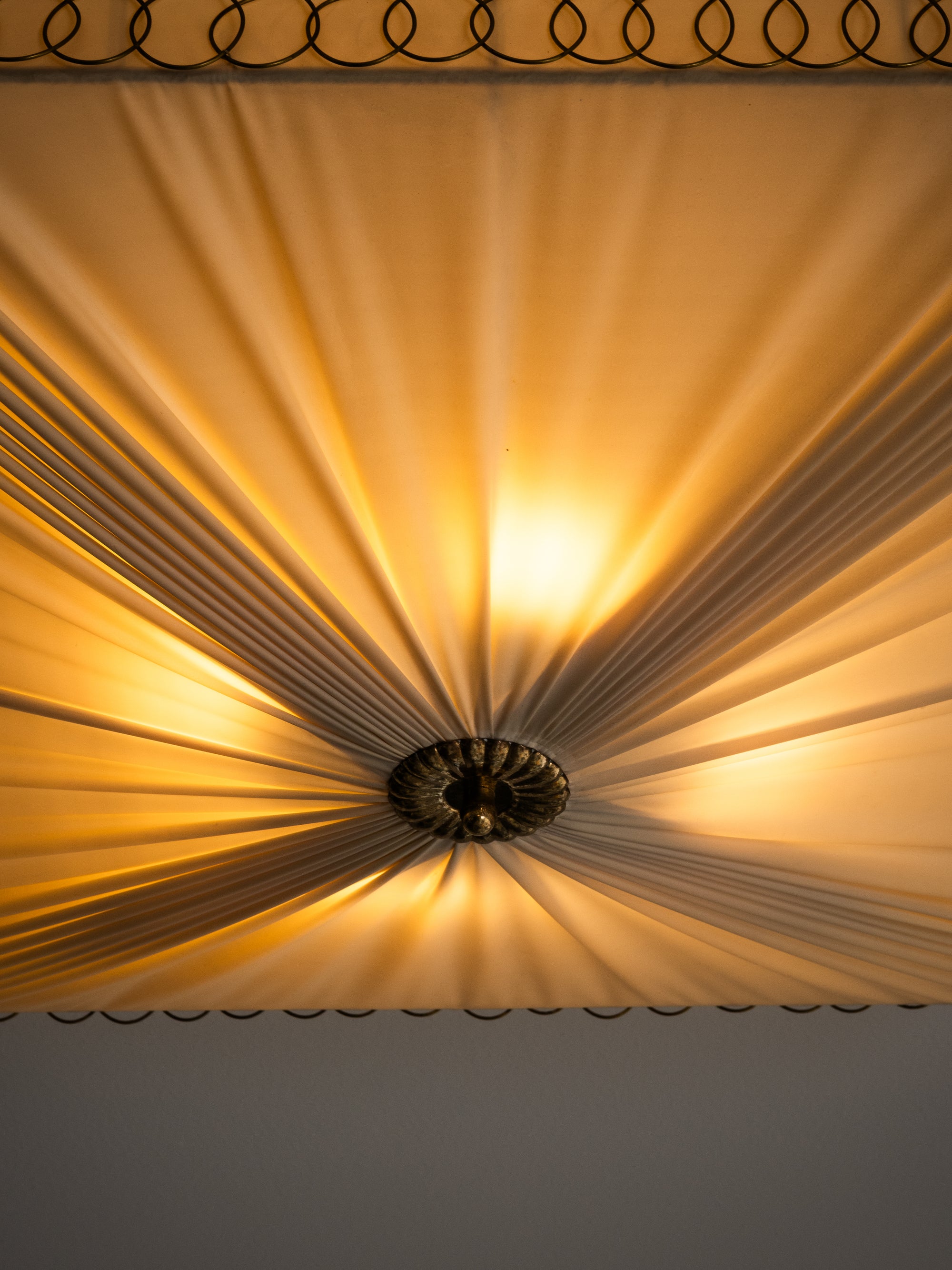 Model K5-11 Brass &amp; Synthetic Textile Flush Mount by Idman Oy, Finland, 1950s