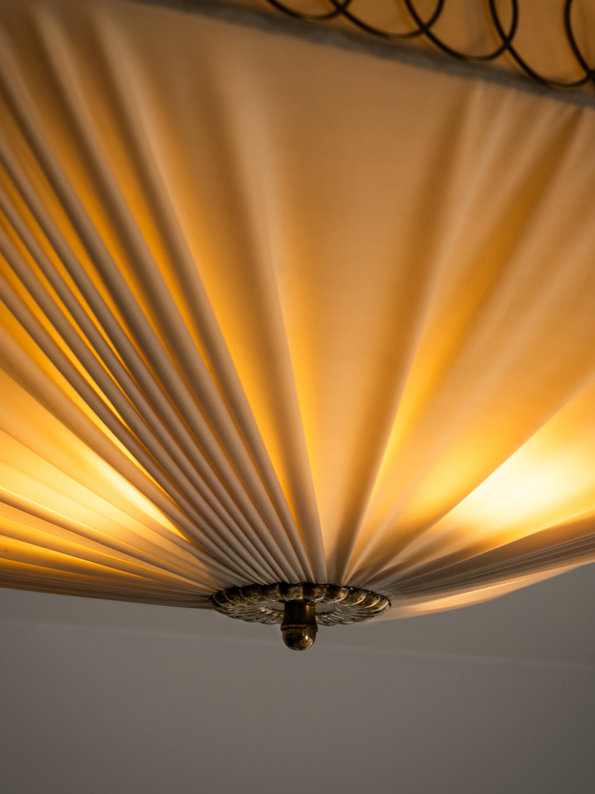 Model K5-11 Brass &amp; Synthetic Textile Flush Mount by Idman Oy, Finland, 1950s