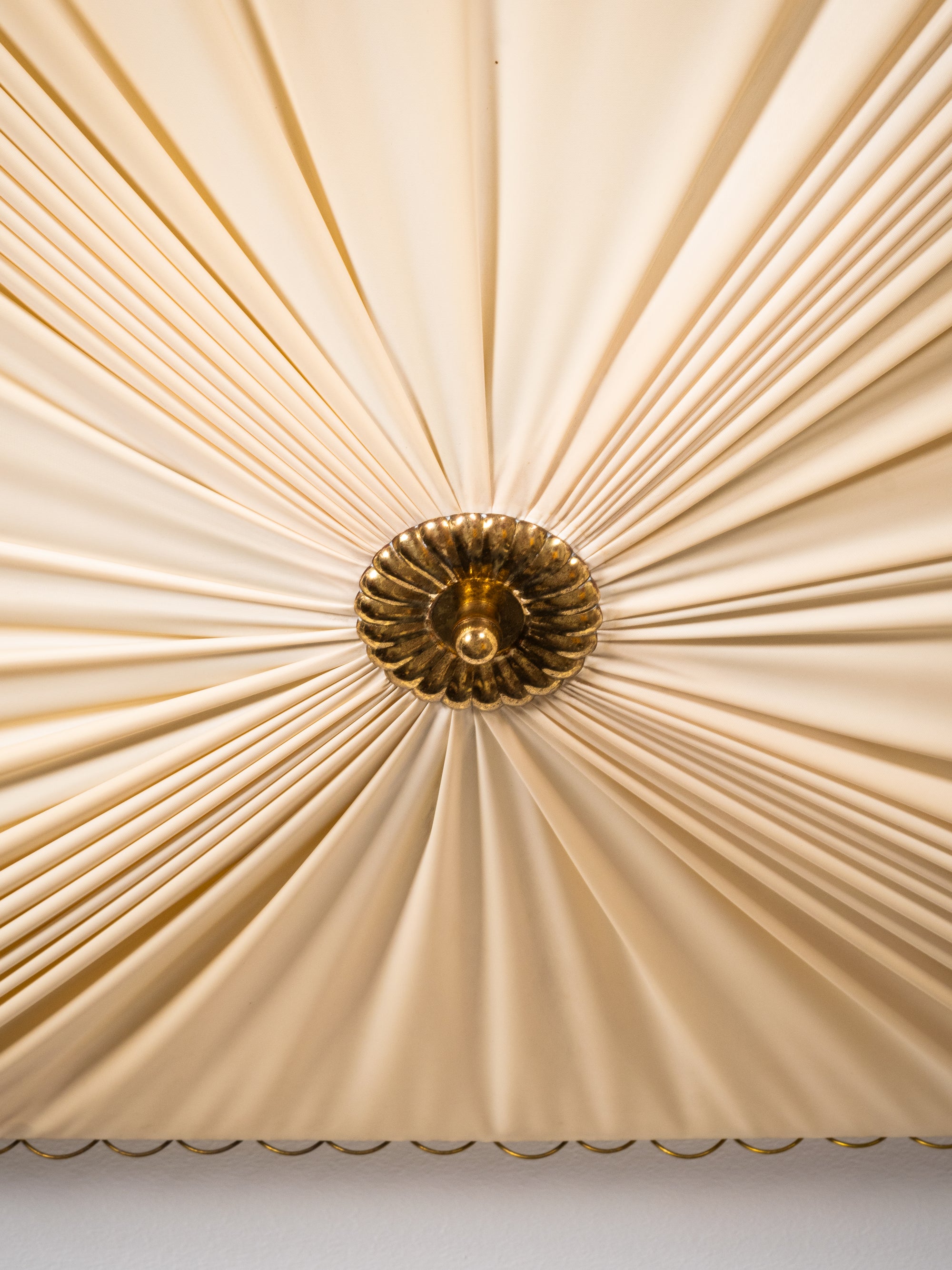 Model K5-11 Brass &amp; Synthetic Textile Flush Mount by Idman Oy, Finland, 1950s