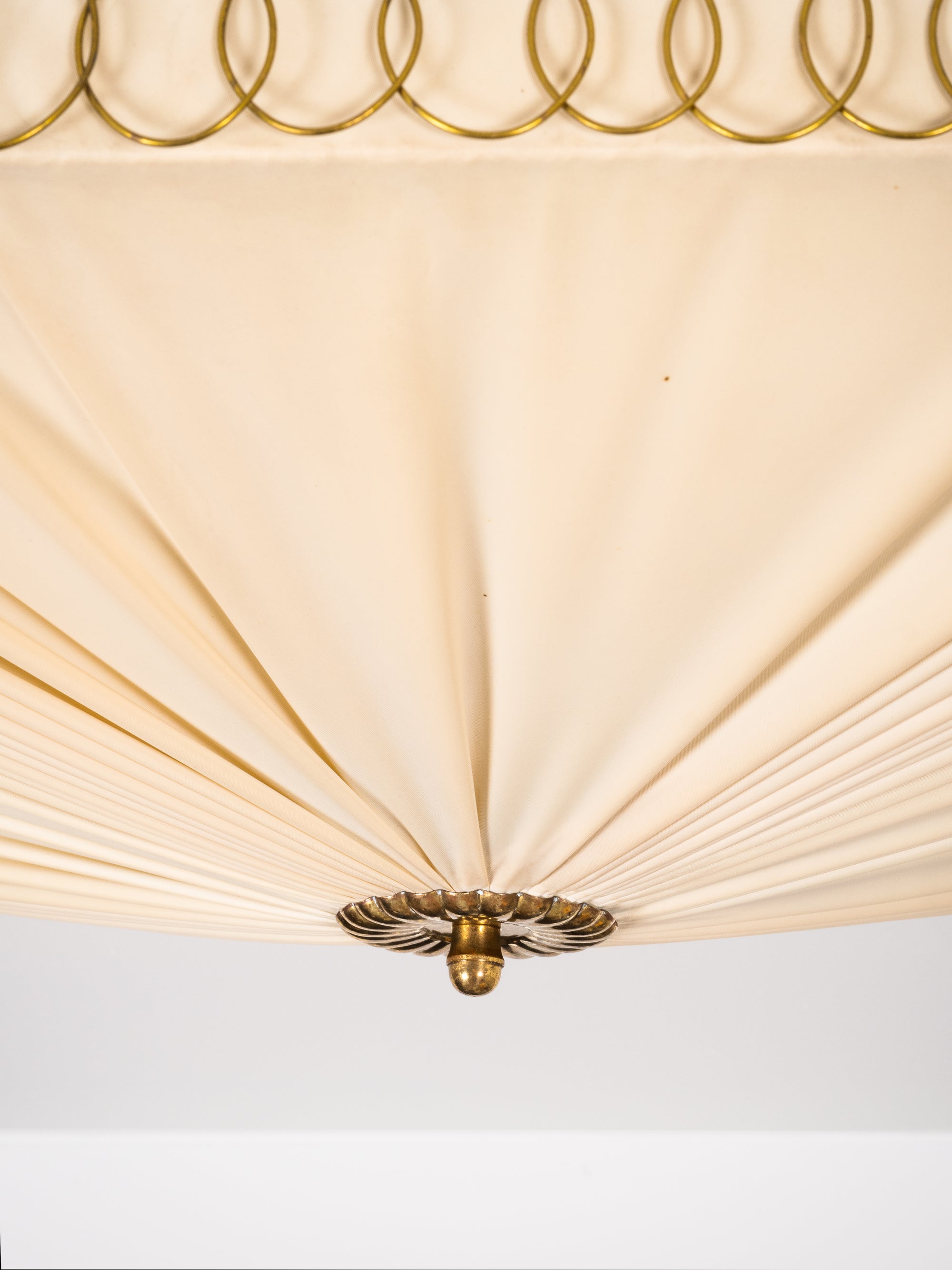 Model K5-11 Brass &amp; Synthetic Textile Flush Mount by Idman Oy, Finland, 1950s