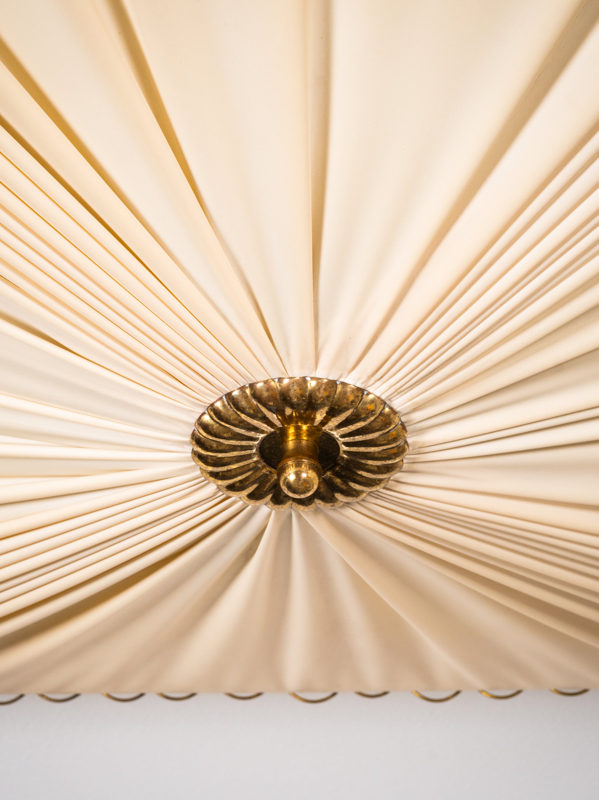 Model K5-11 Brass &amp; Synthetic Textile Flush Mount by Idman Oy, Finland, 1950s