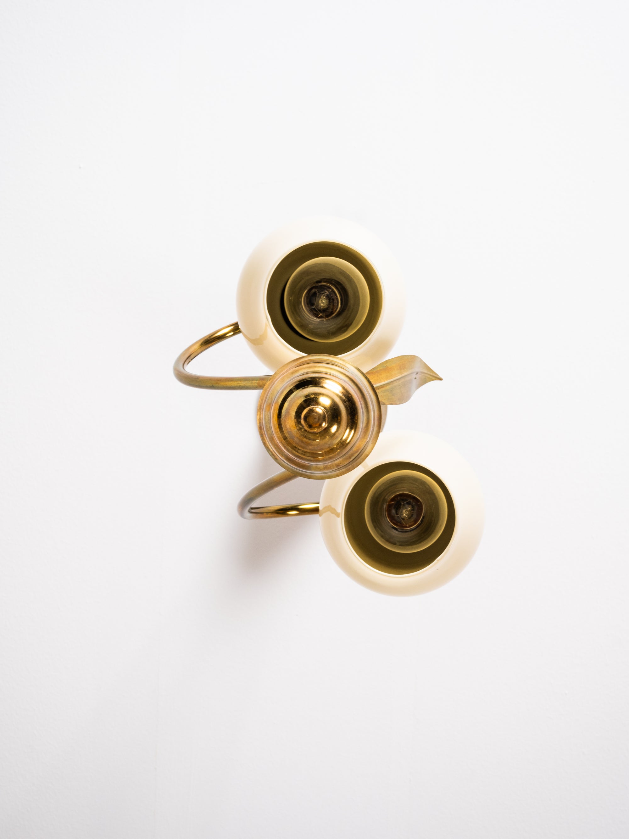 Mid-Century Brass and Opaline Glass Pendant, Finland, 1950s