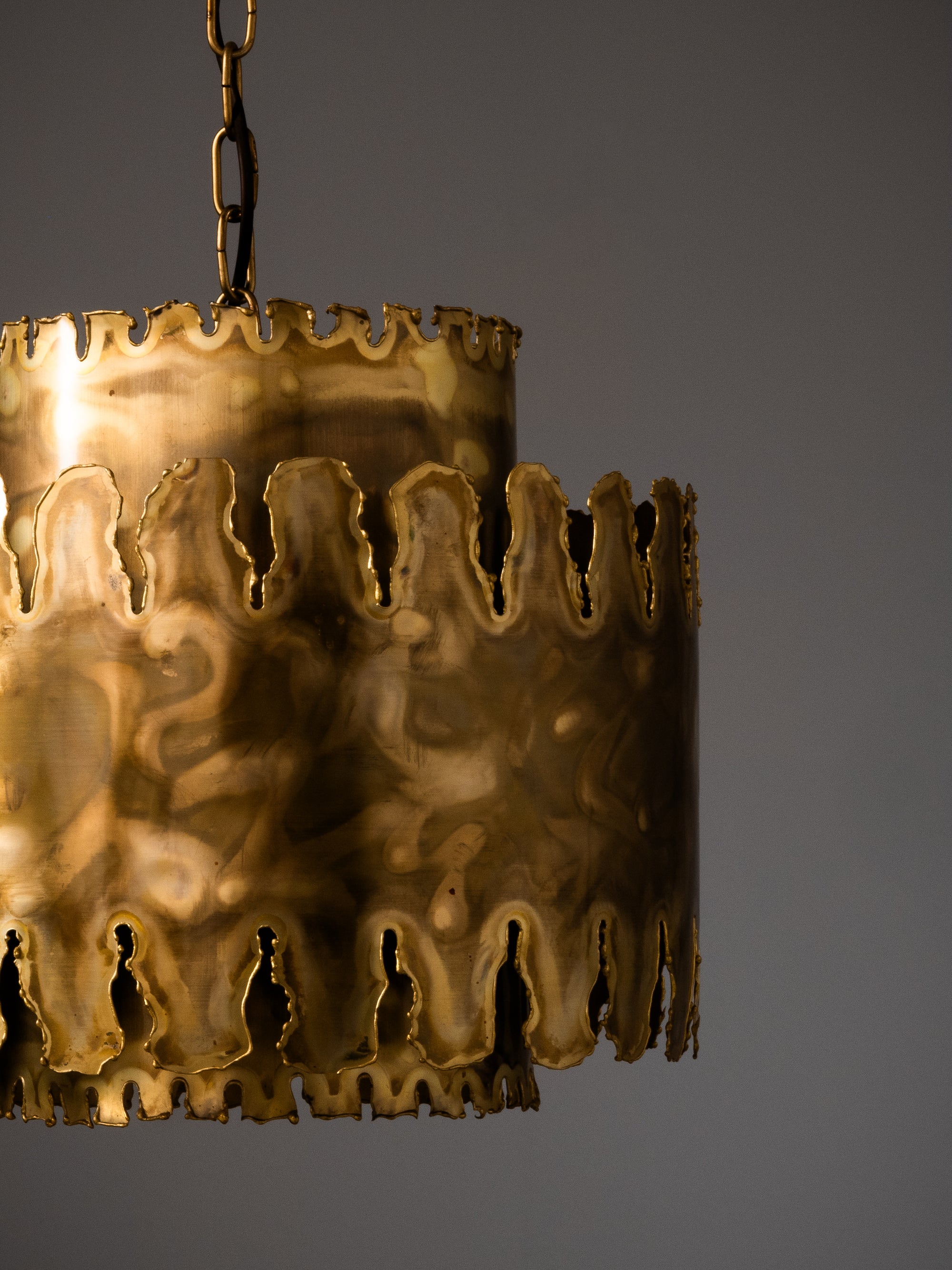 Brutalist Brass Pendant Lamp by Svend Aage Holm Sørensen, Denmark, 1960s