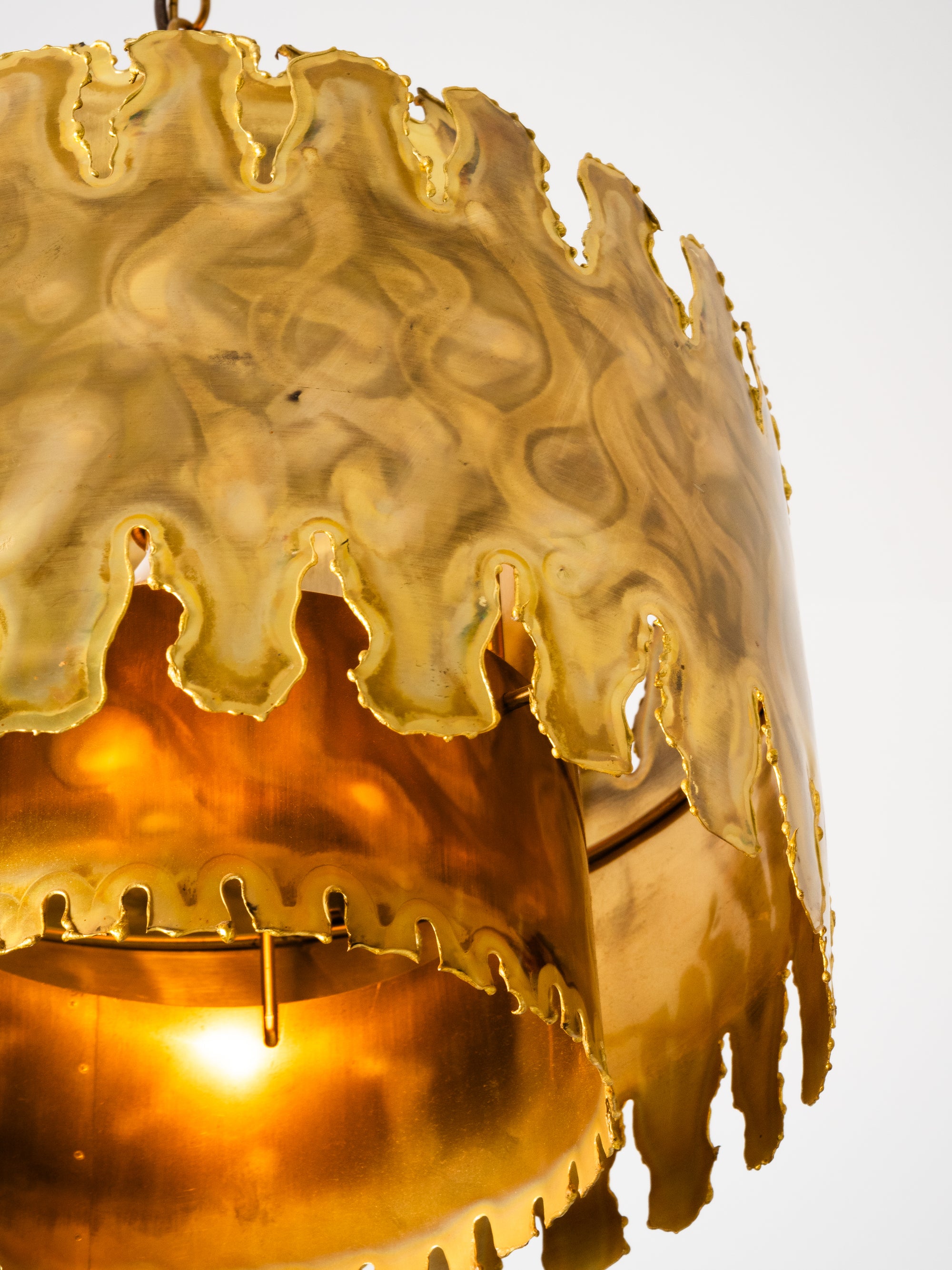 Brutalist Brass Pendant Lamp by Svend Aage Holm Sørensen, Denmark, 1960s