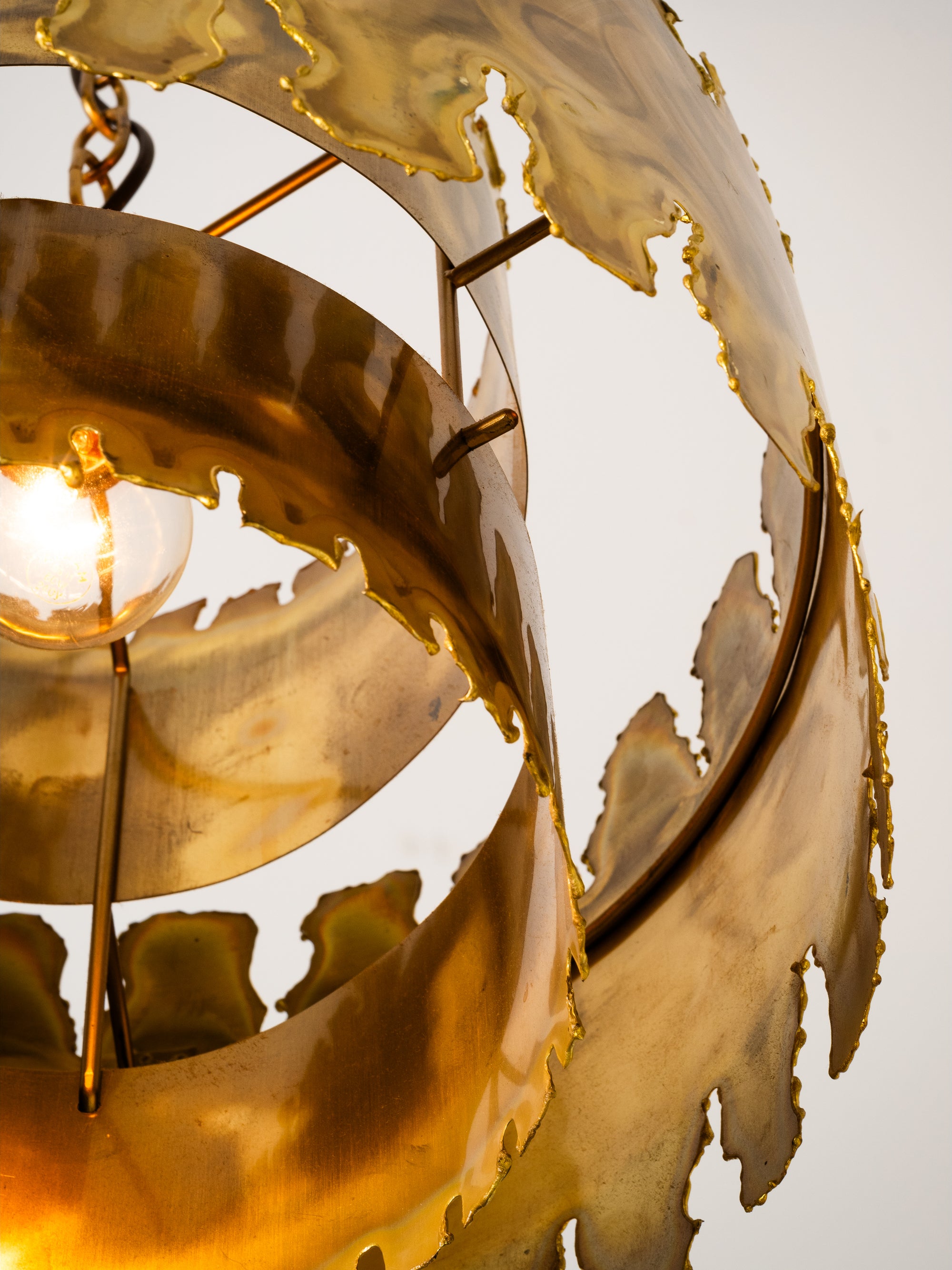 Brutalist Brass Pendant Lamp by Svend Aage Holm Sørensen, Denmark, 1960s
