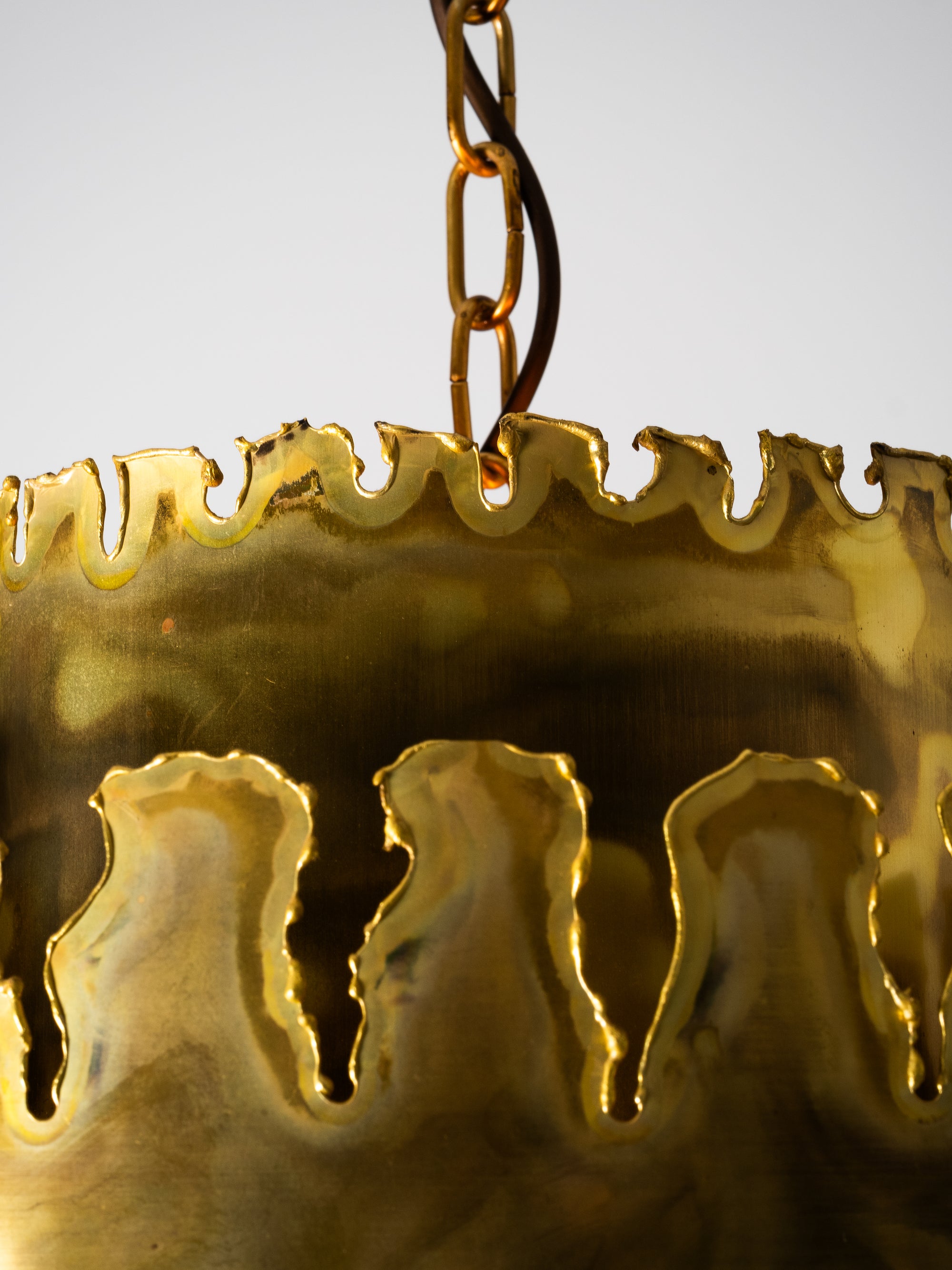 Brutalist Brass Pendant Lamp by Svend Aage Holm Sørensen, Denmark, 1960s