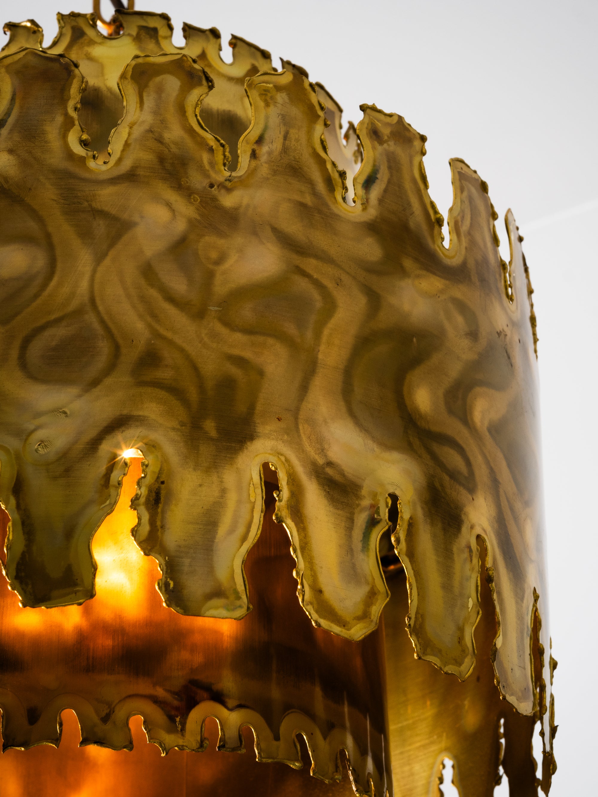 Brutalist Brass Pendant Lamp by Svend Aage Holm Sørensen, Denmark, 1960s
