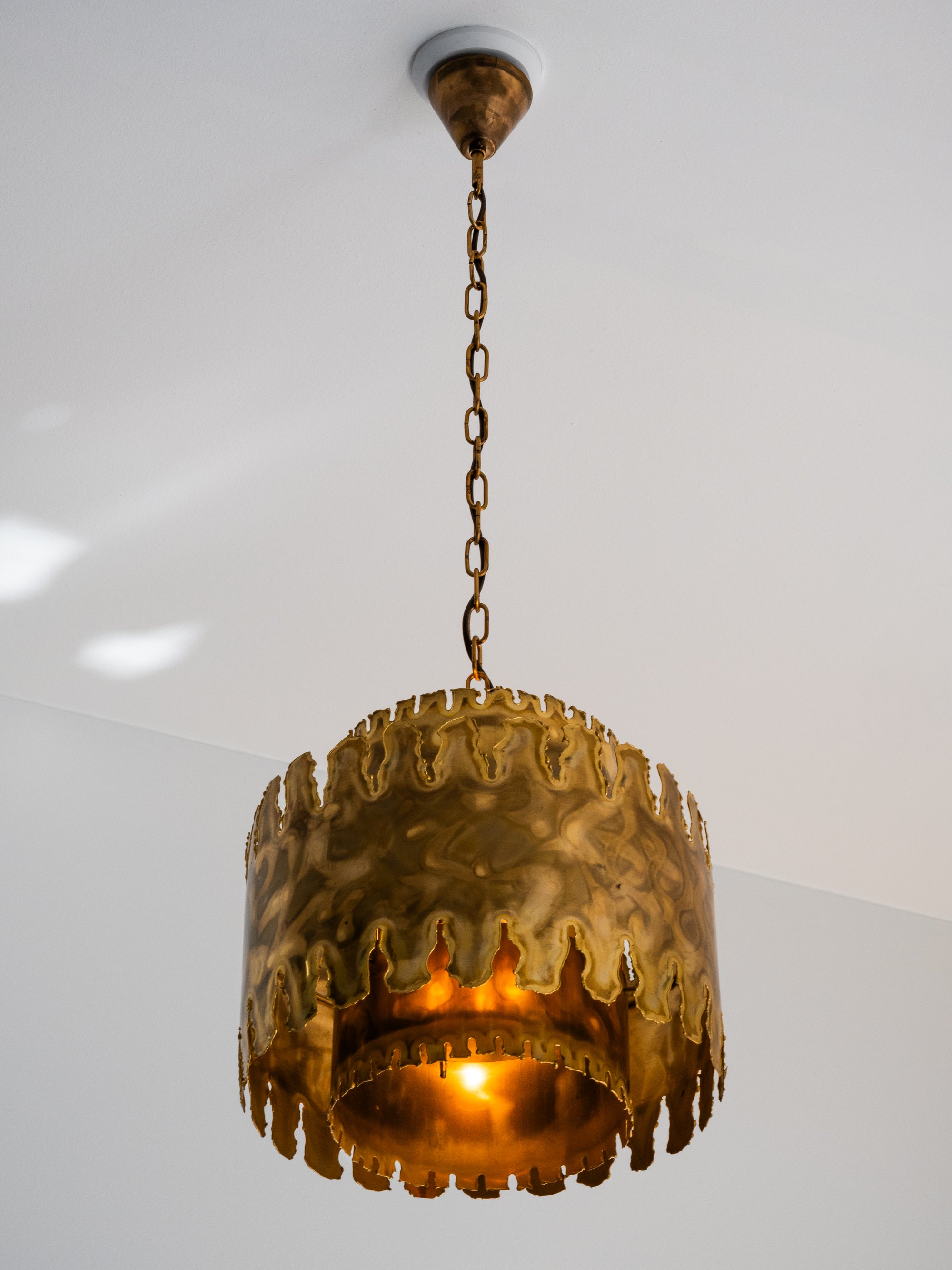 Brutalist Brass Pendant Lamp by Svend Aage Holm Sørensen, Denmark, 1960s